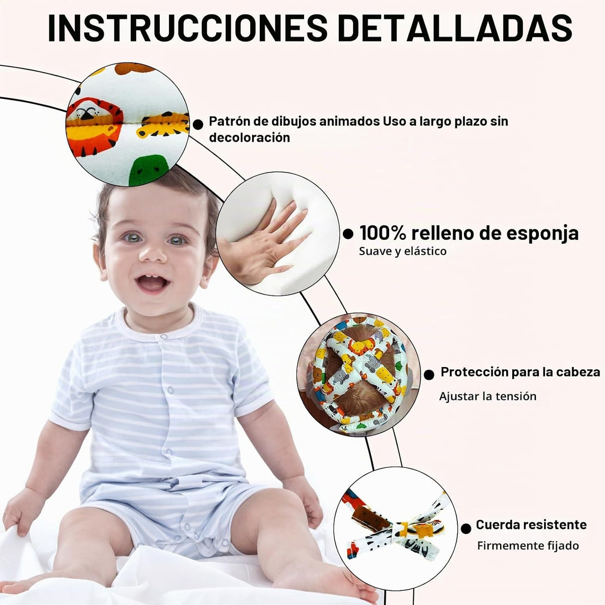 Protector de cabeza de bebé, casco infantil, sin golpes, cojín de s...