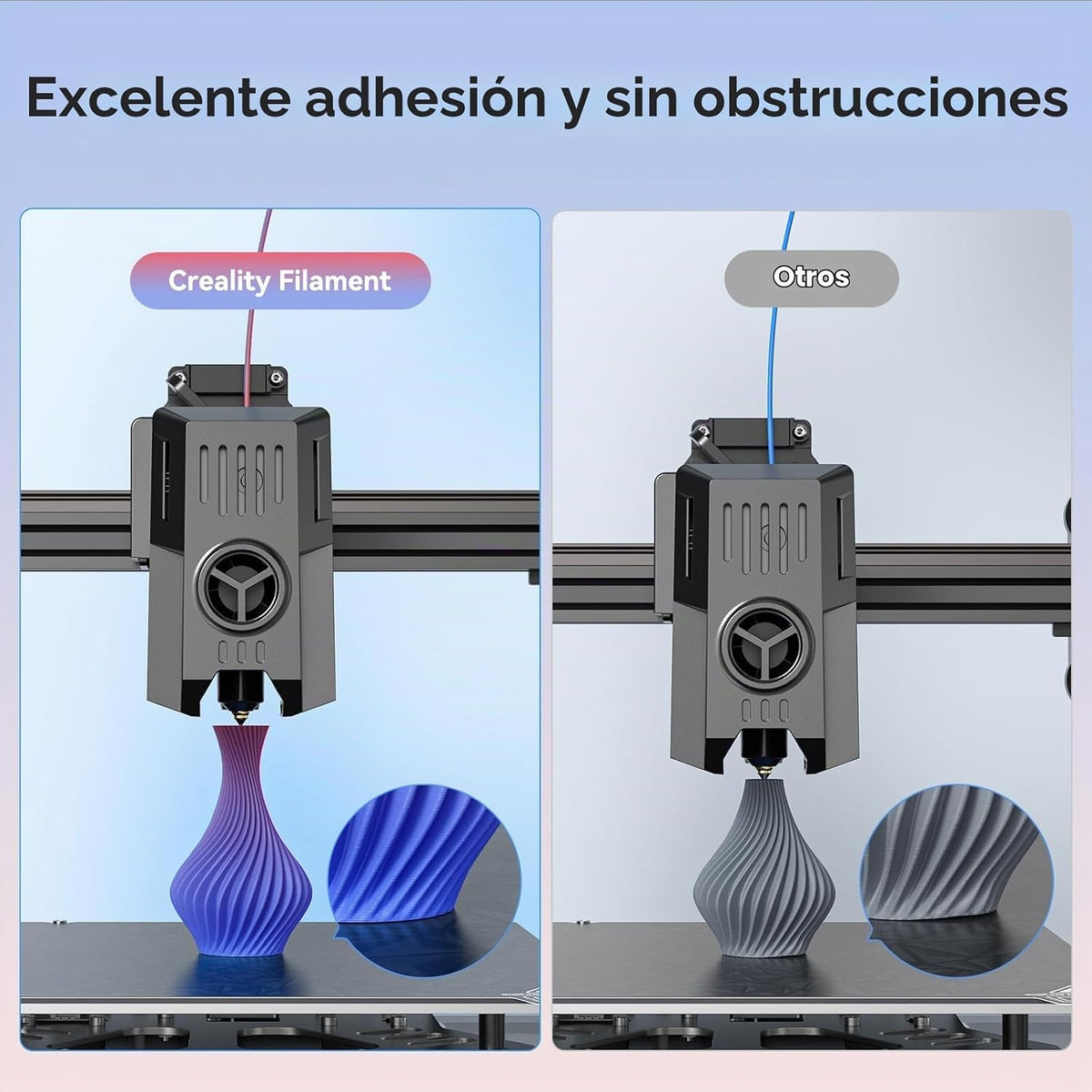 Creality PLA+ Filamento 1.75mm Arcoíris 2KG, Filamento para Impreso...