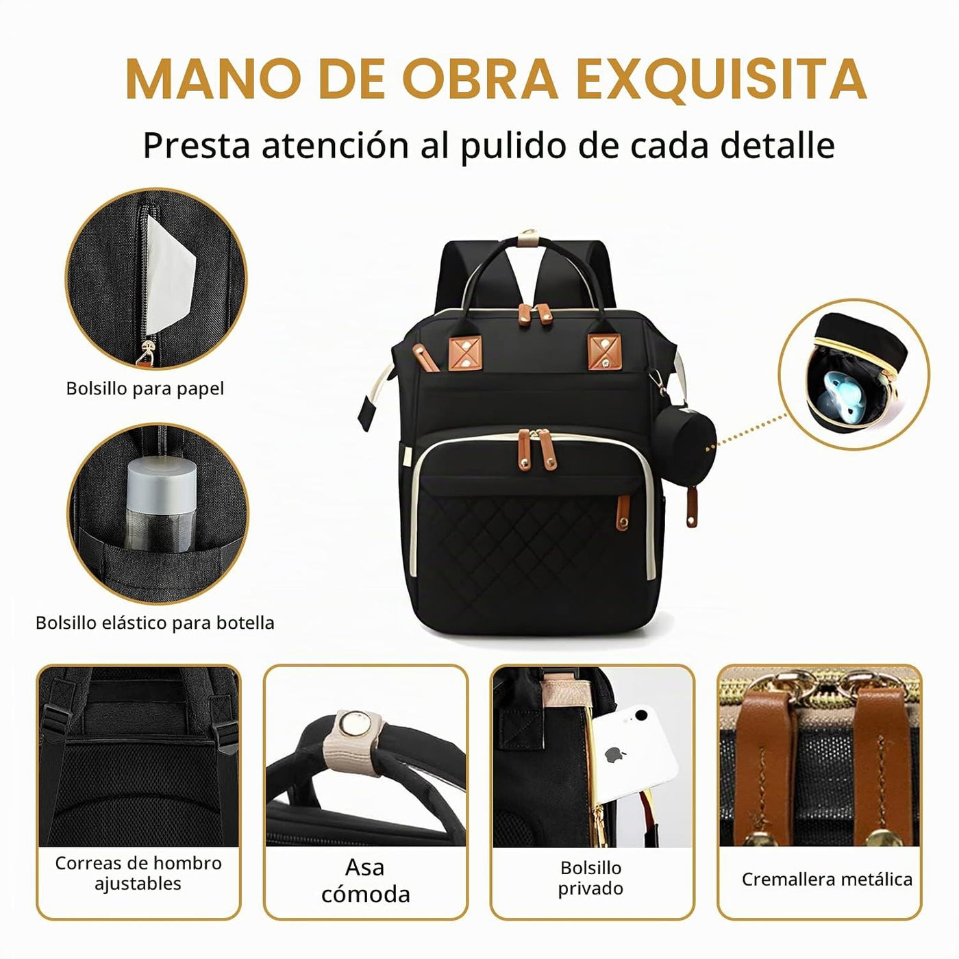 GurZinn Mochila de Pañales con Estación de Cambio Portátil 3 en 1 M...