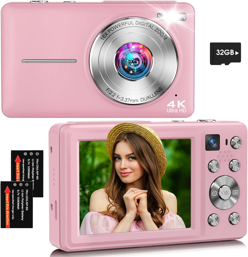 Cámara digital, cámara digital de enfoque automático 4K 64MP con cá...