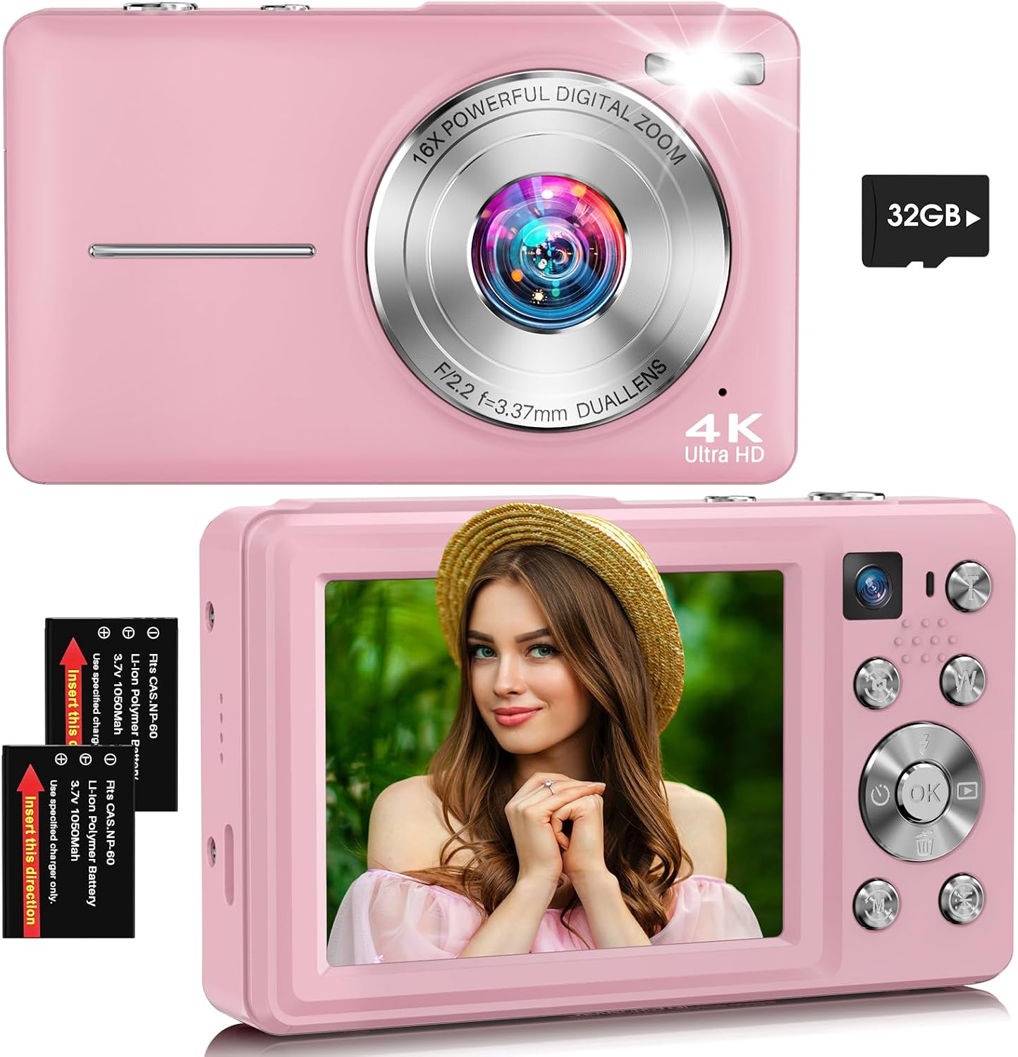 Cámara digital, cámara digital de enfoque automático 4K 64MP con cá...