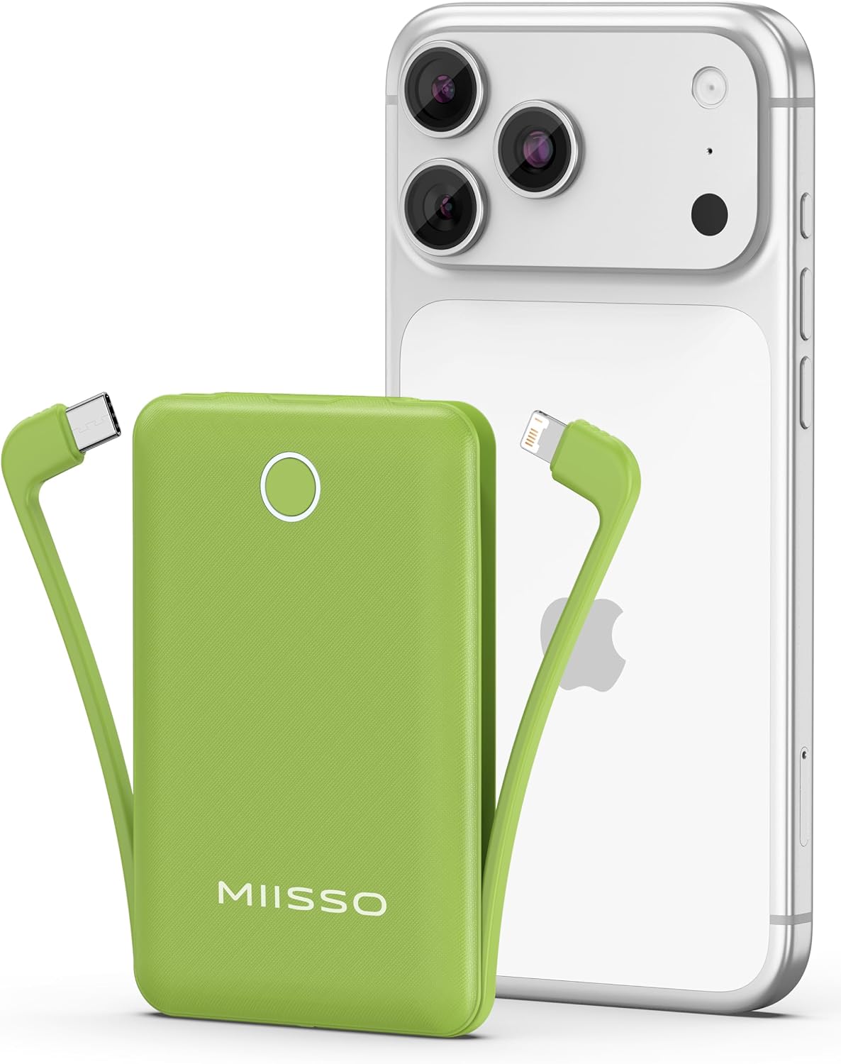 miisso 10000mAh Mini cargador portátil con cable integrado, color v...