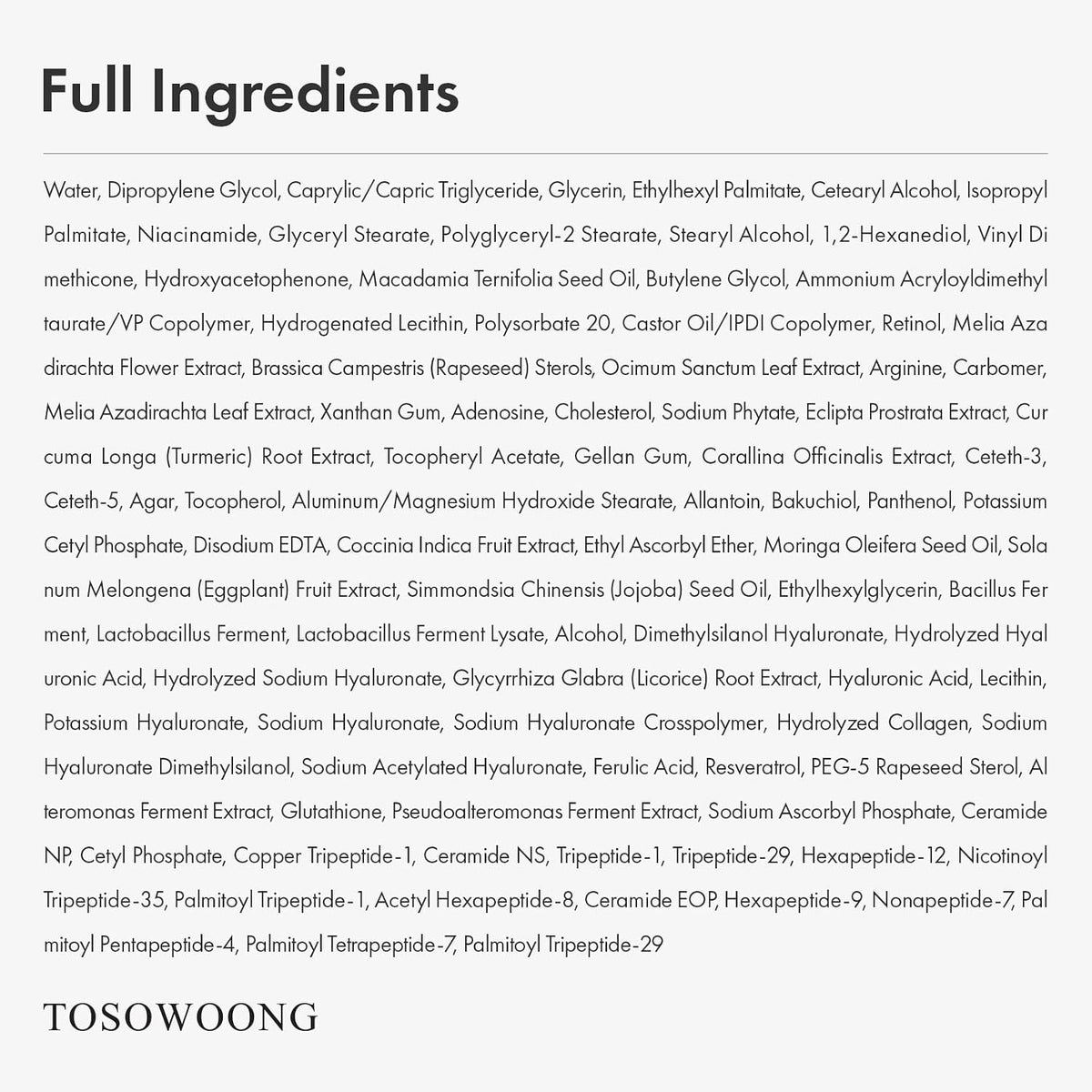 TOSOWOONG Real Retinol 0,1% Crema de noche, antienvejecimiento, lín...