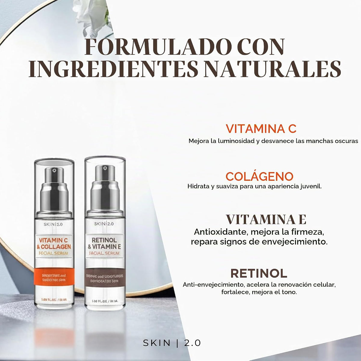 Skin 2.0 Retinol y vitamina E + colágeno y suero de vitamina C para...