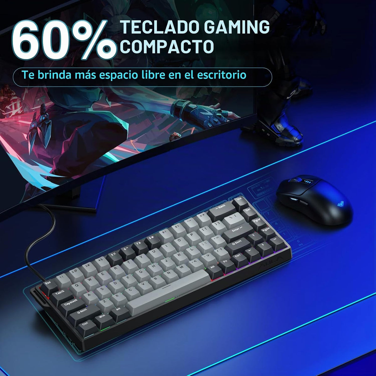 AULA WIN68 HE PRO - Teclado para Juegos con Efecto Hall y Interrupt...