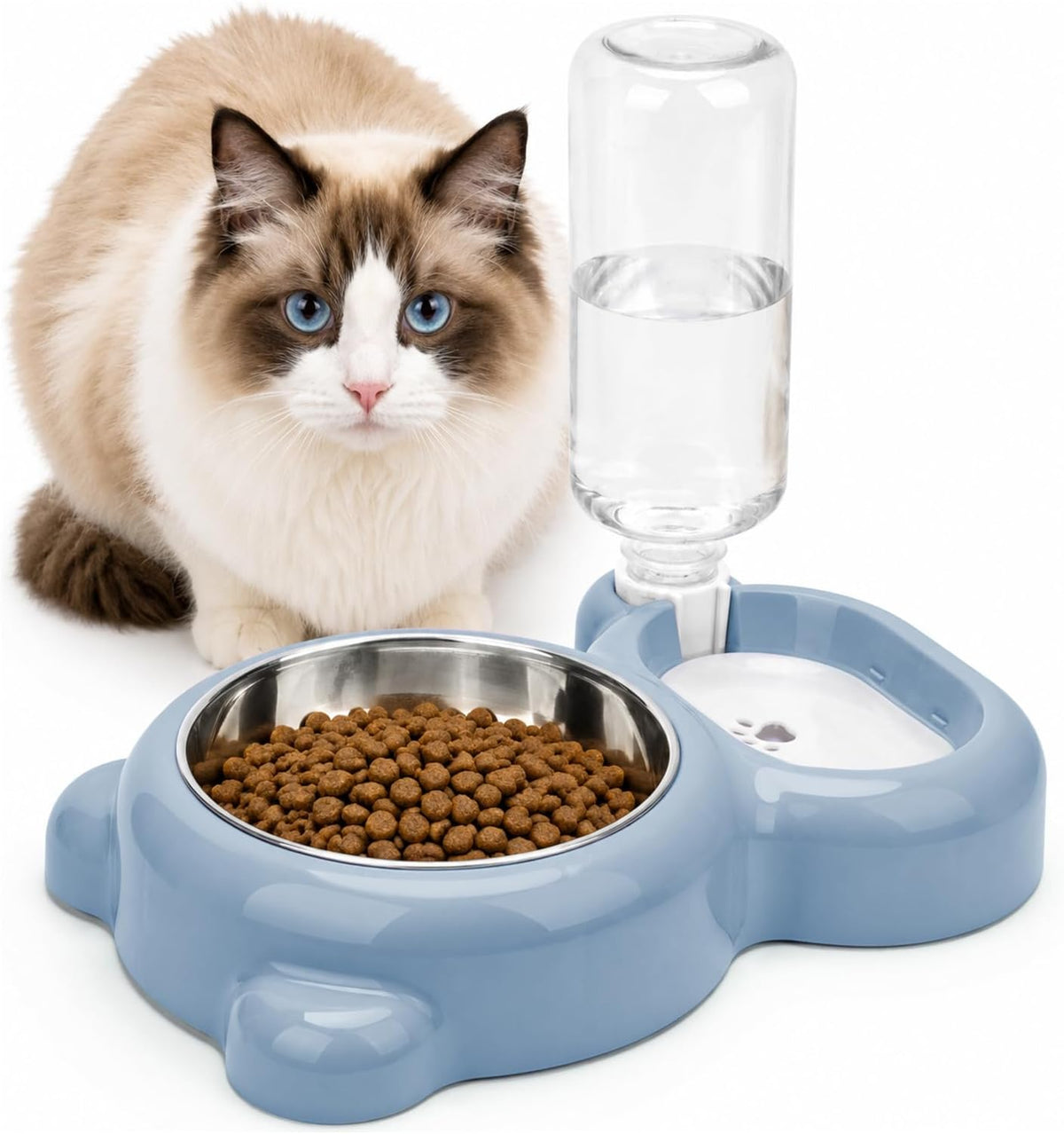 SUNGO Juego de cuencos dobles para perros y gatos, con dispensador...