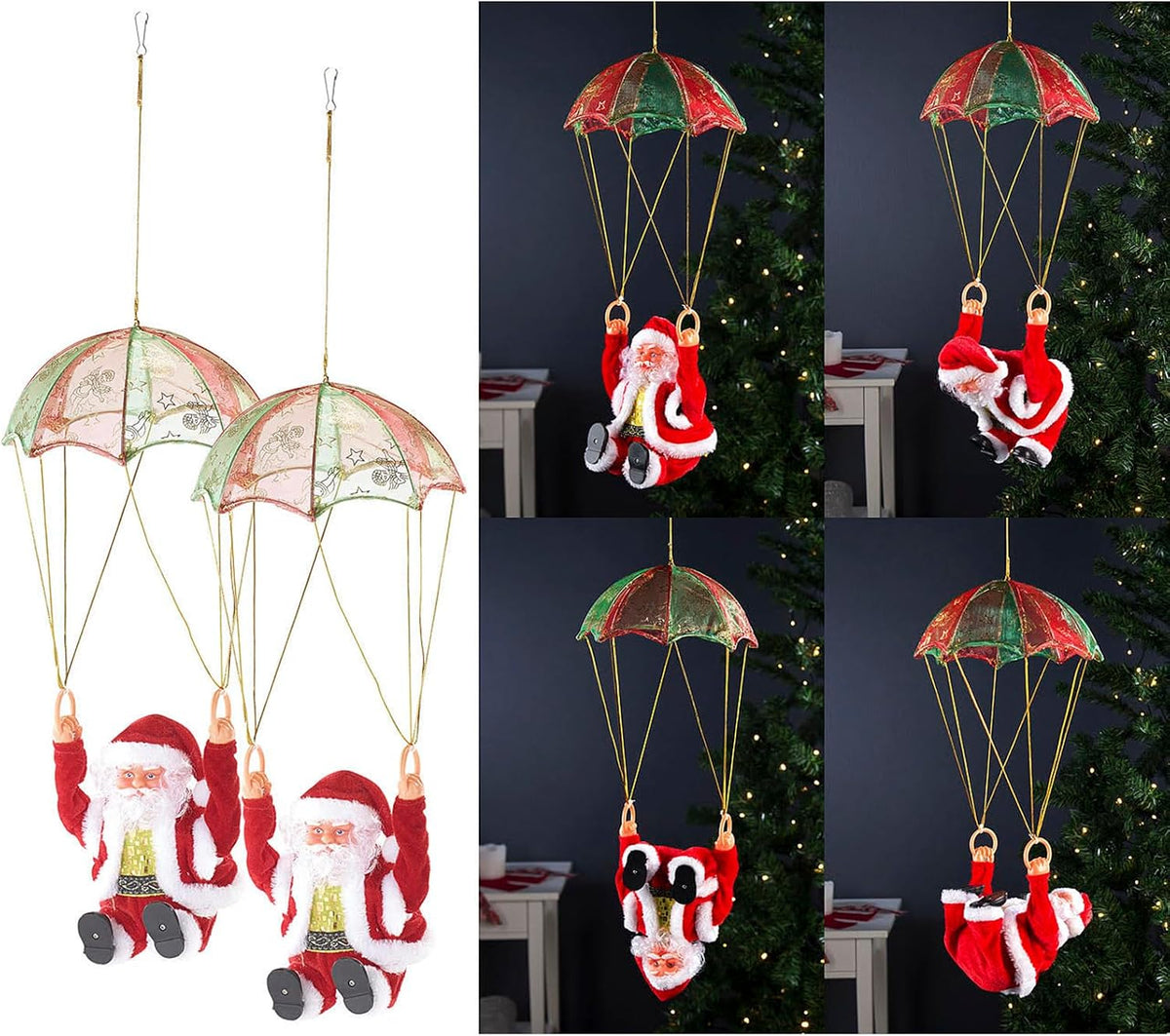 Figura musical bailando con paracaídas de Papá Noel eléctrico de Na...
