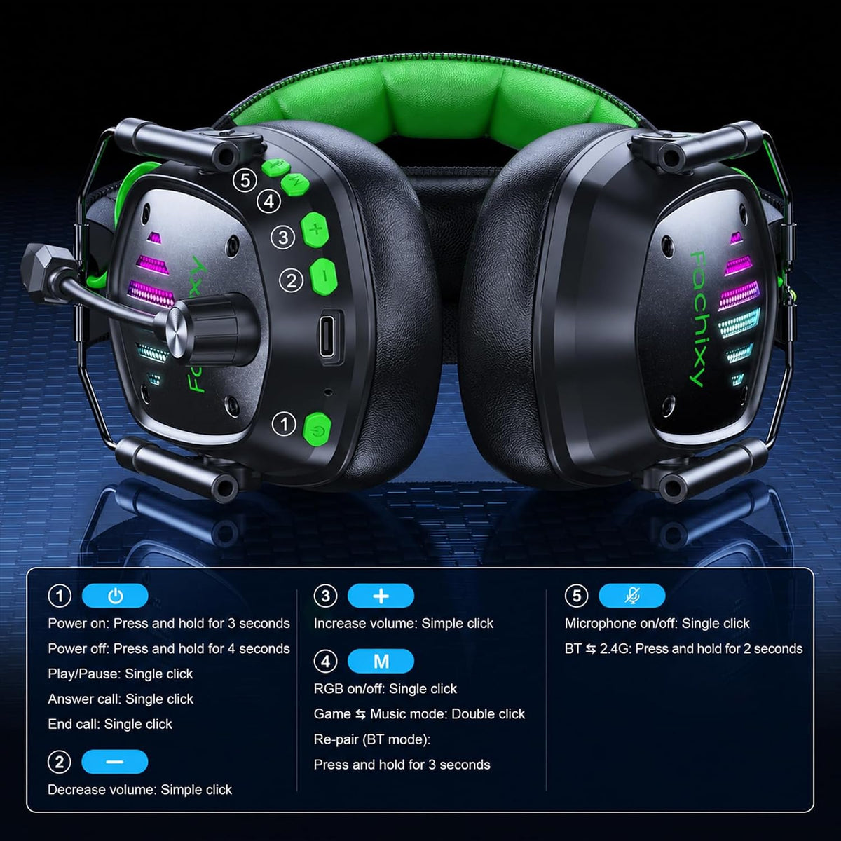 Fachixy FC200 Auriculares Gaming para PC para PS4, PS5, Switch, Xbo...