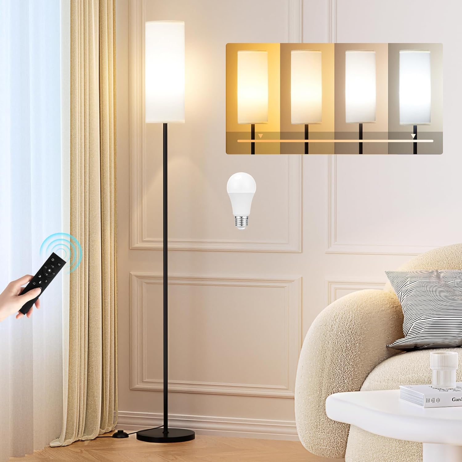Ambimall - Lámpara de pie moderna para sala de estar, dormitorio y...