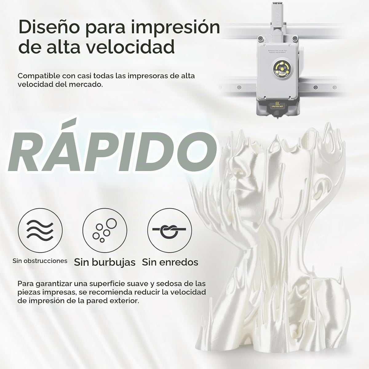 AMOLEN - Filamento de seda PLA para impresora 3D de 1.75mm, filamen...