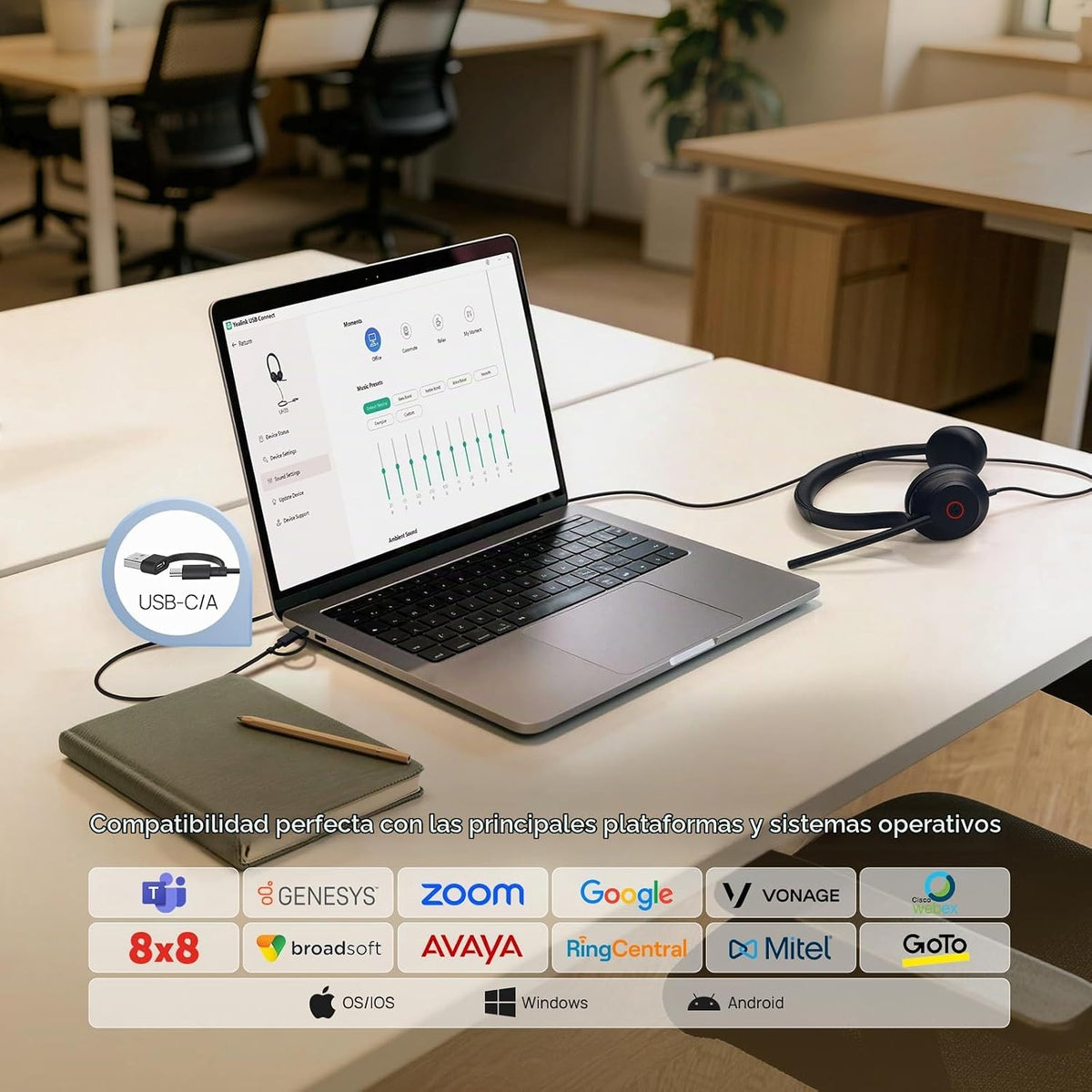 Yealink UH35 Auriculares con cable de segunda generación, USB-C\/A,...