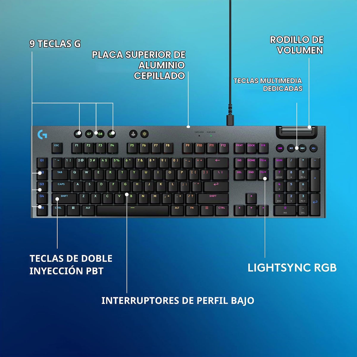 Logitech G915 X Teclado con cable para juegos (lineal) - Negro | Pe...
