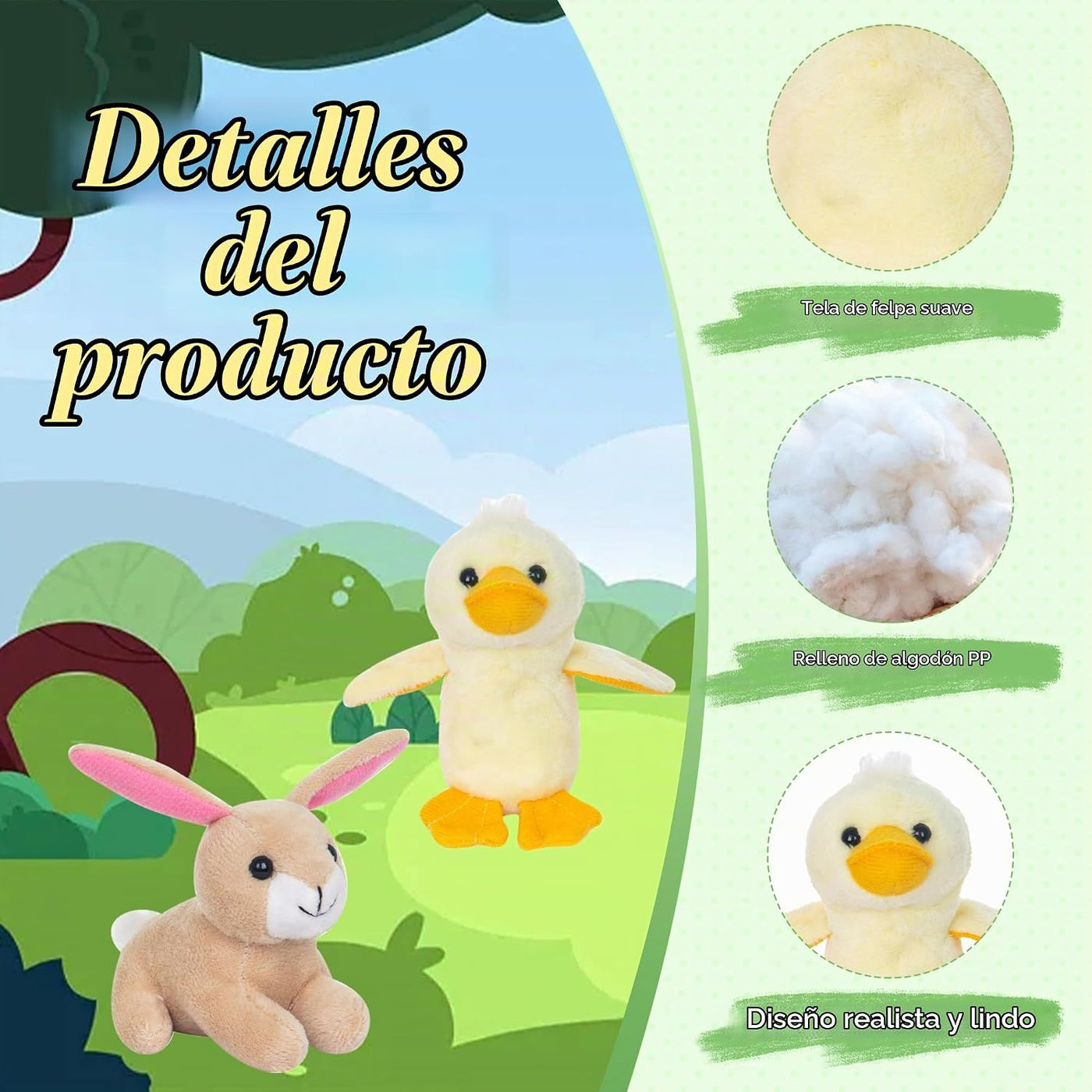 My OLi Paquete de 10 Juguetes de Animales de Granja de Peluche Anim...