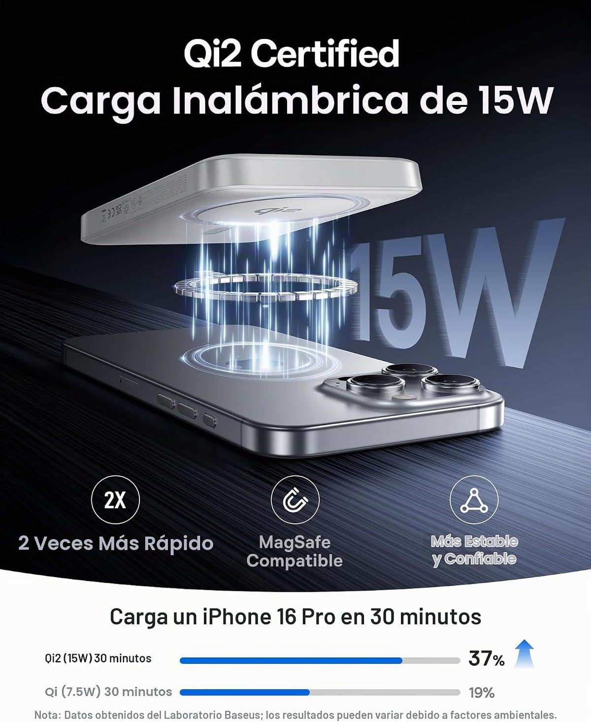 Baseus para cargador portátil MagSafe, banco de energía magnético i...