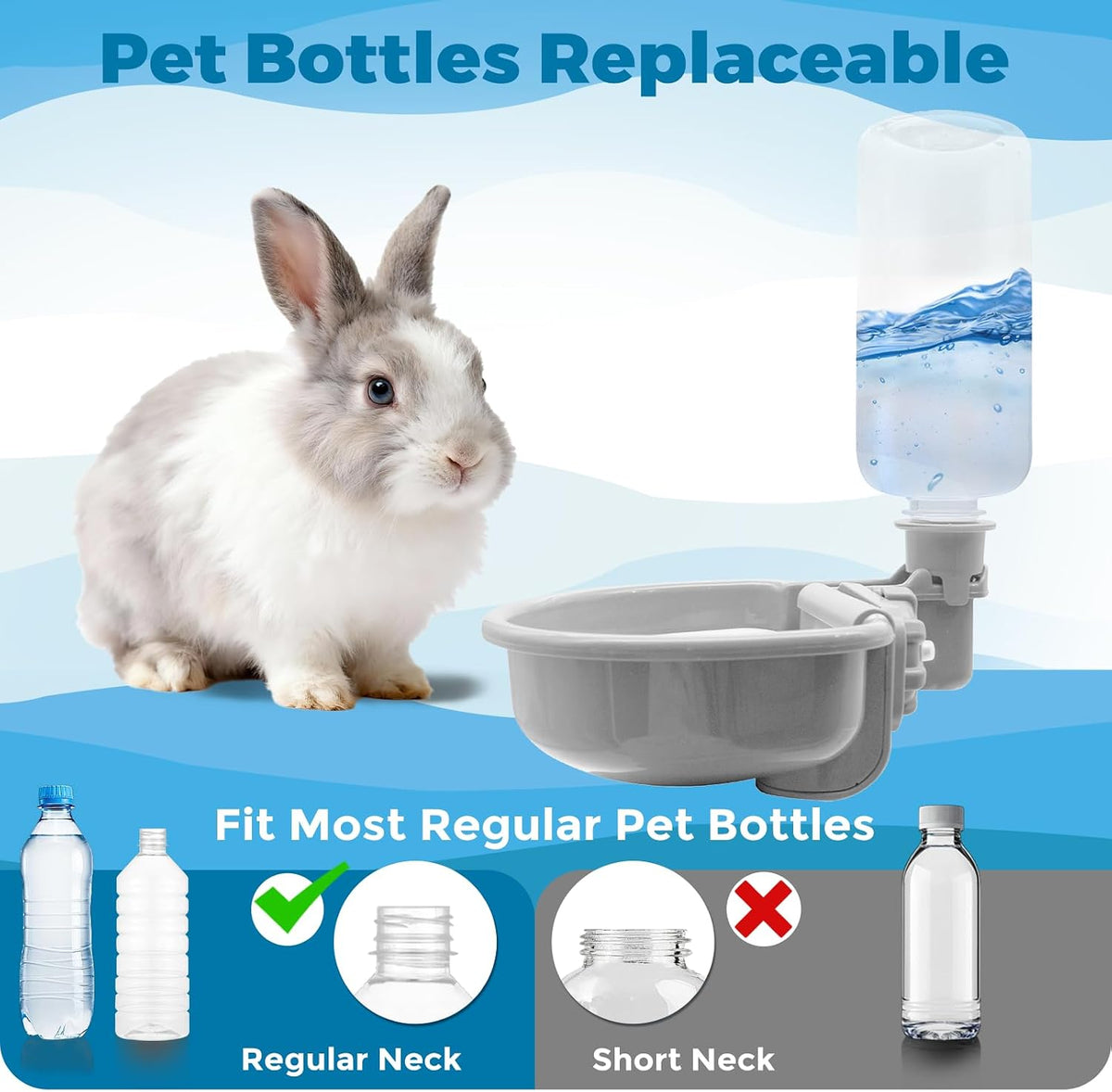 Vannon Botella de agua para mascotas de 16oz, dispensador de tazón...