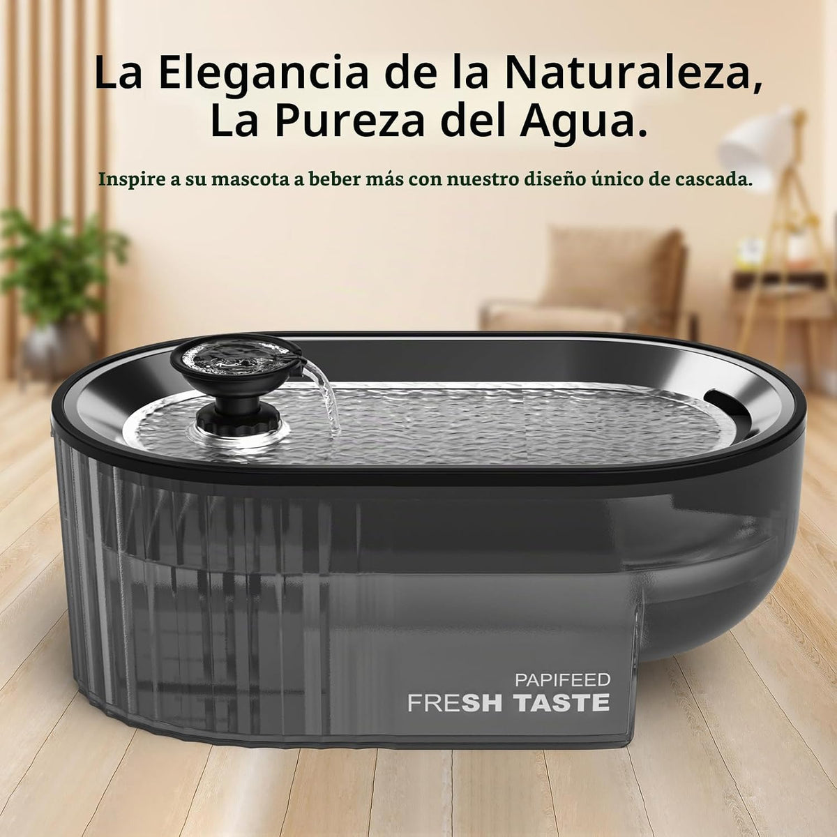 PAPIFEED Fuente de Agua para Gatos + Bandeja de Acero Inoxidable +...