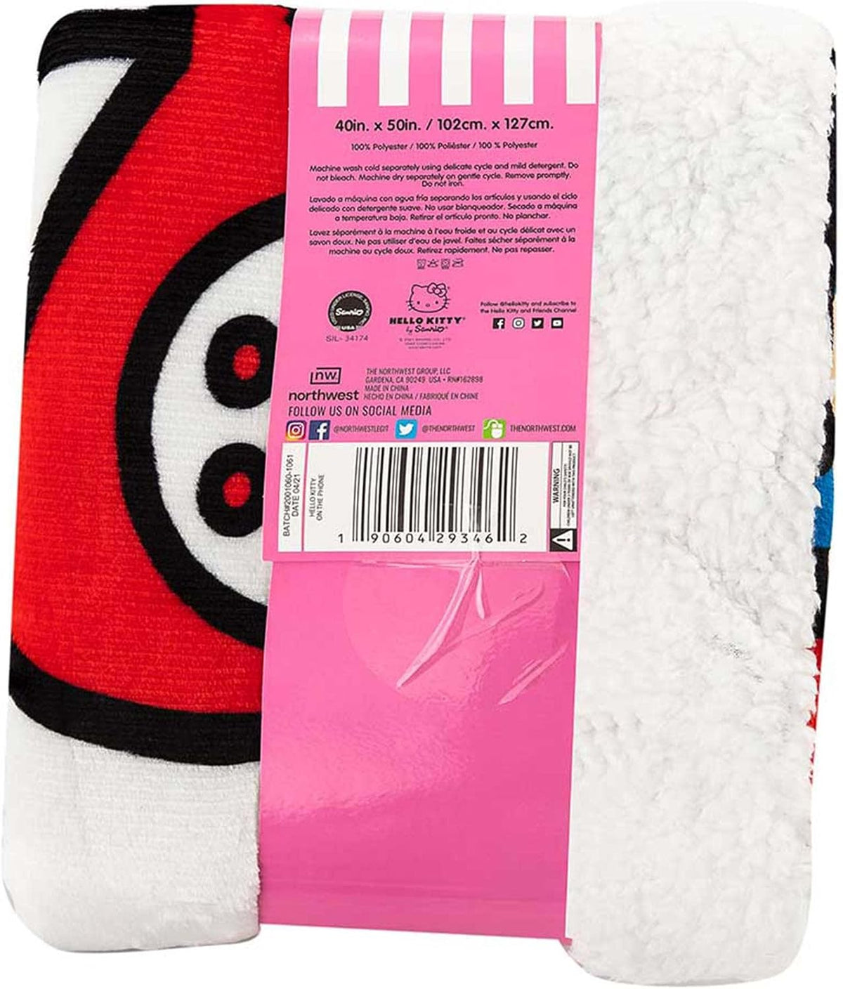 Northwest Hello Kitty Manta de Tiro Sherpa Silk Touch, Suave y Cáli...