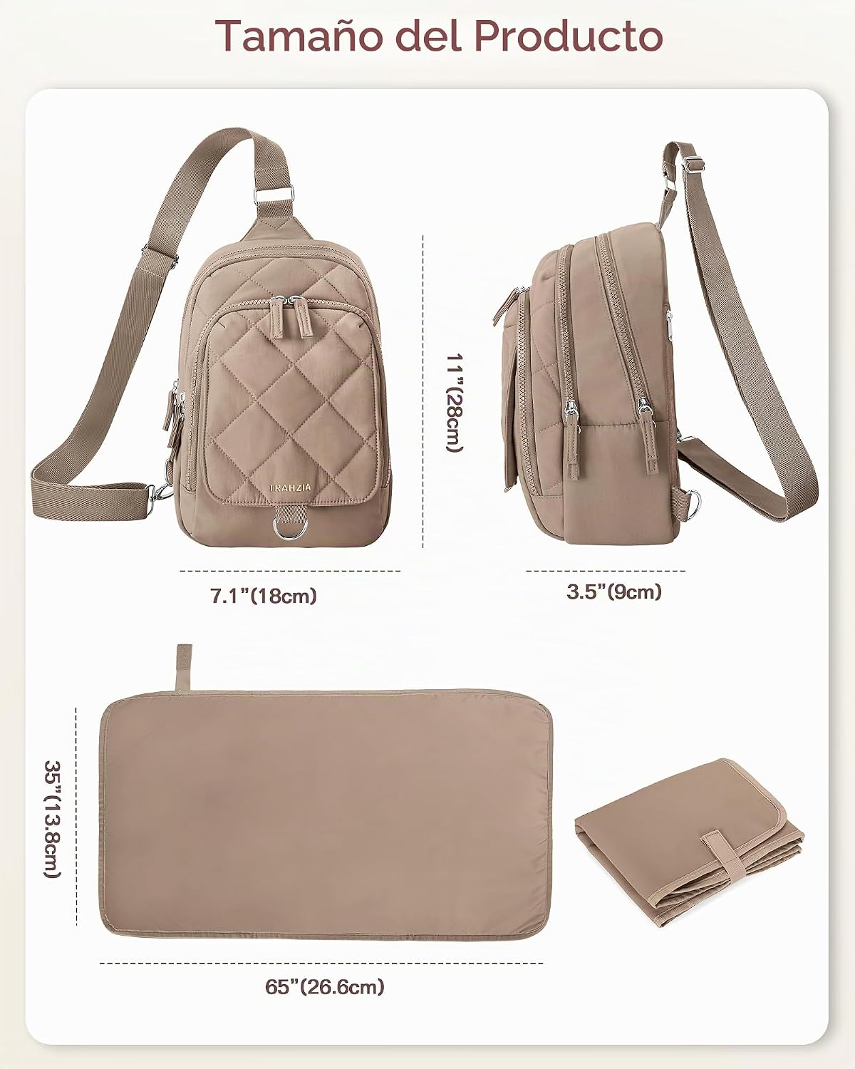 Trahzia Mini bolsa de pañales con cambiador portátil, pequeña bolsa...