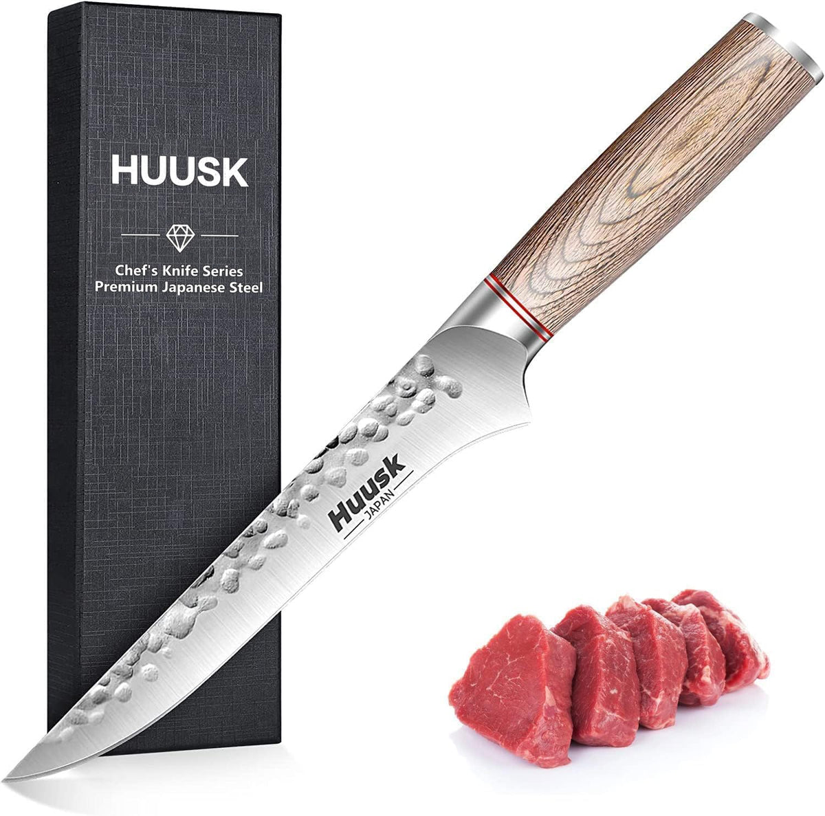 Huusk Cuchillo deshuesador para cortar carne, cuchillo de filete ja...