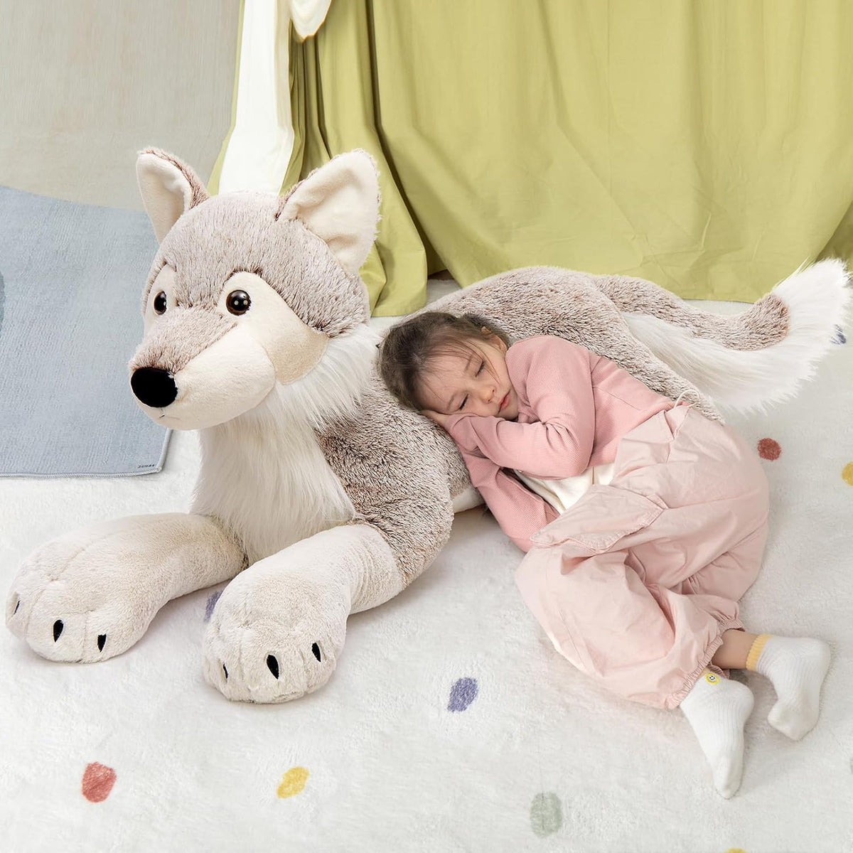 MaoGoLan Animal de peluche grande de lobo para niño, peluche de lob...