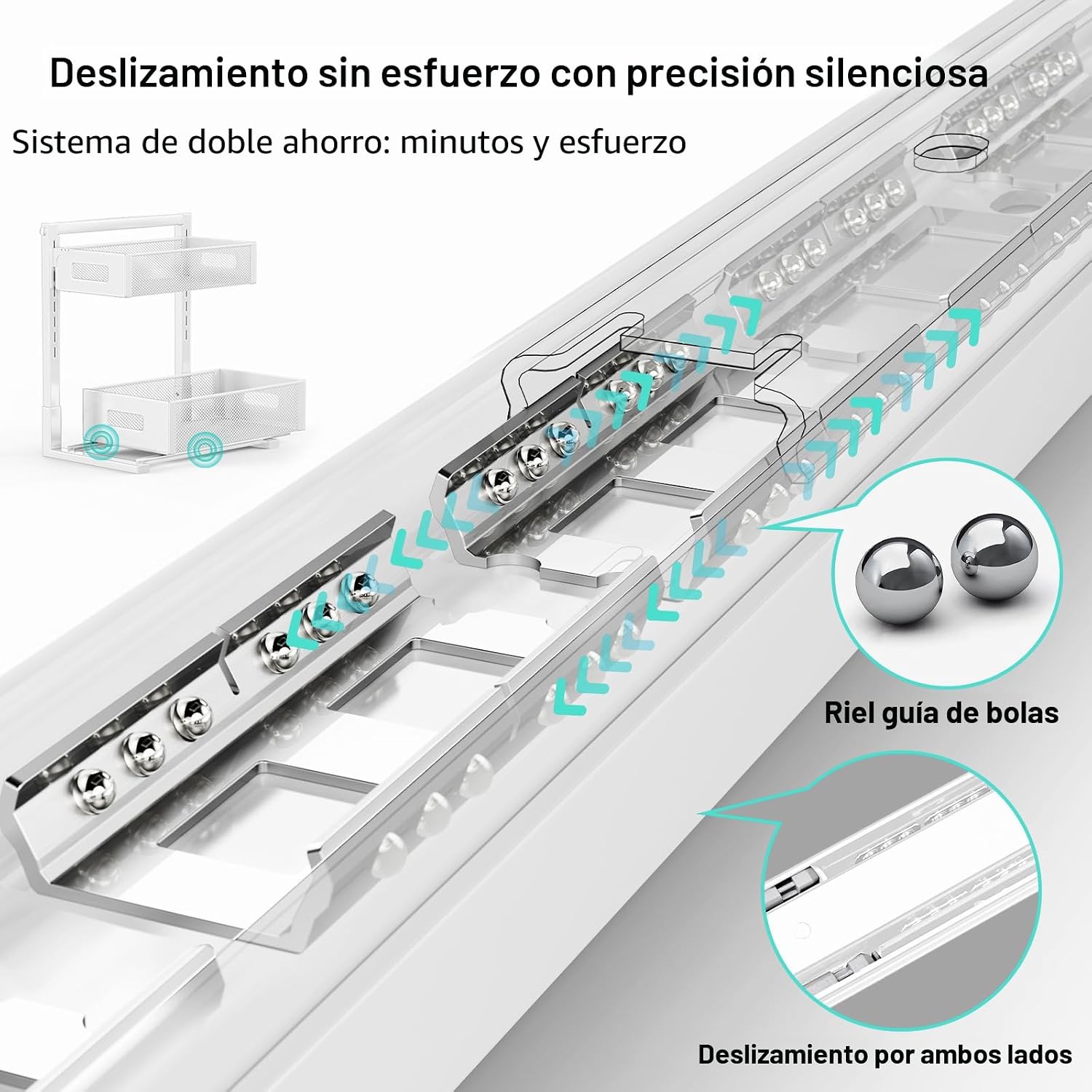 Organizador para debajo del fregadero, organizador de baño de 2 niv...