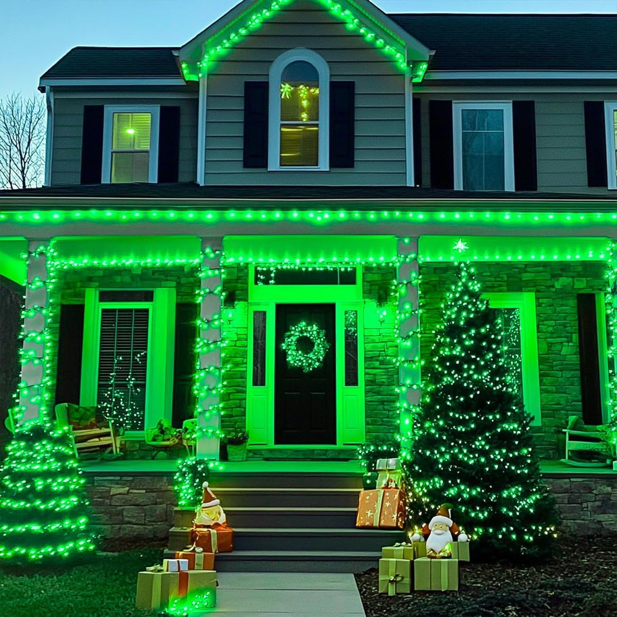 La secuencia verde extensible de la Navidad de 75,8 pies 200 LED en...