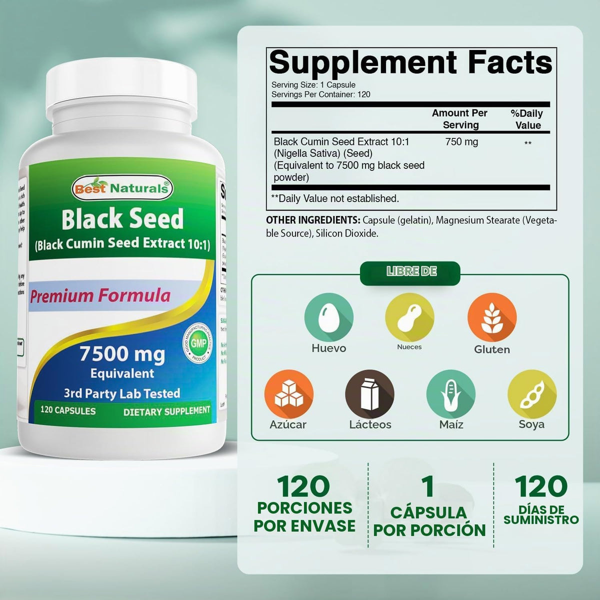 Best Naturals Semilla negra (extracto de semilla de comino negro 10...