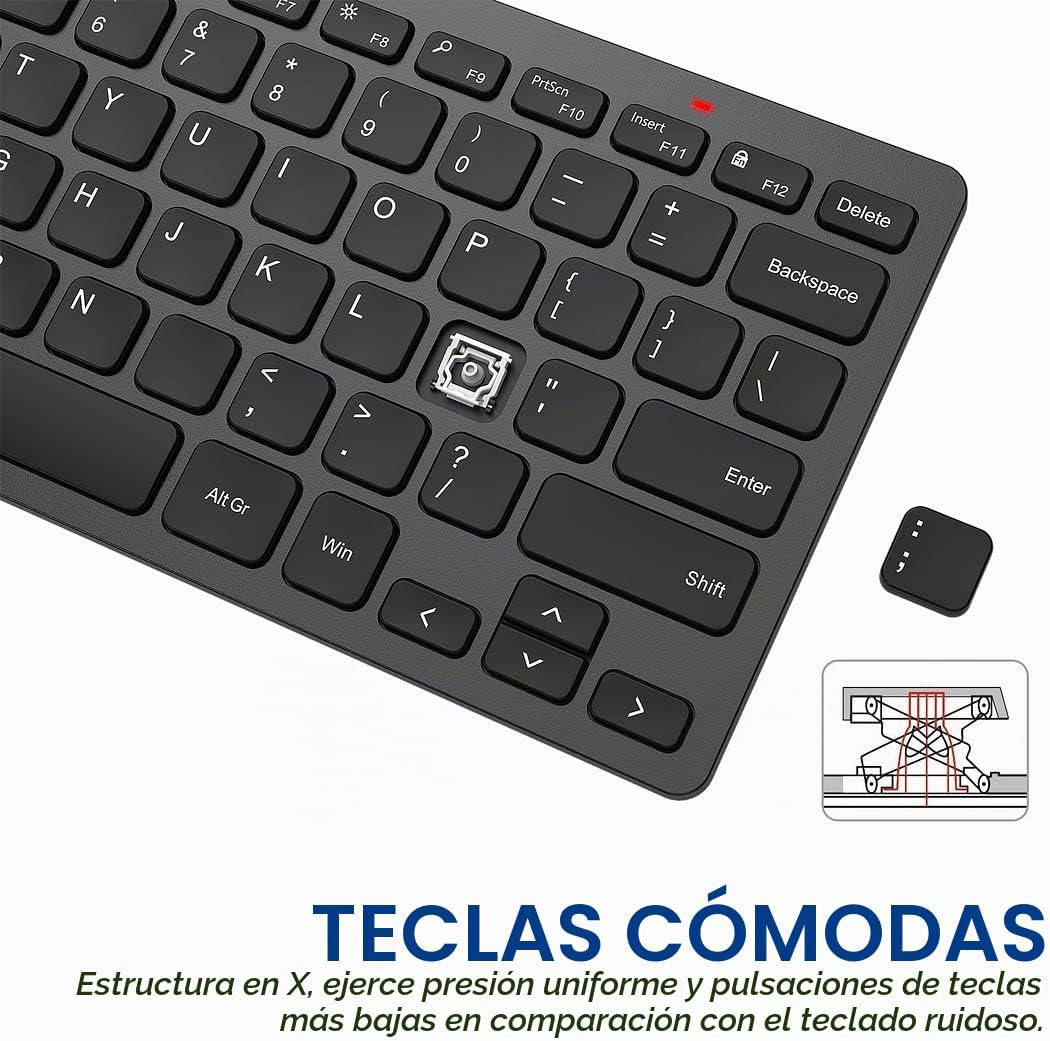Arteck - Teclado inalámbrico 2,4 G, ultradelgado y compacto, con te...