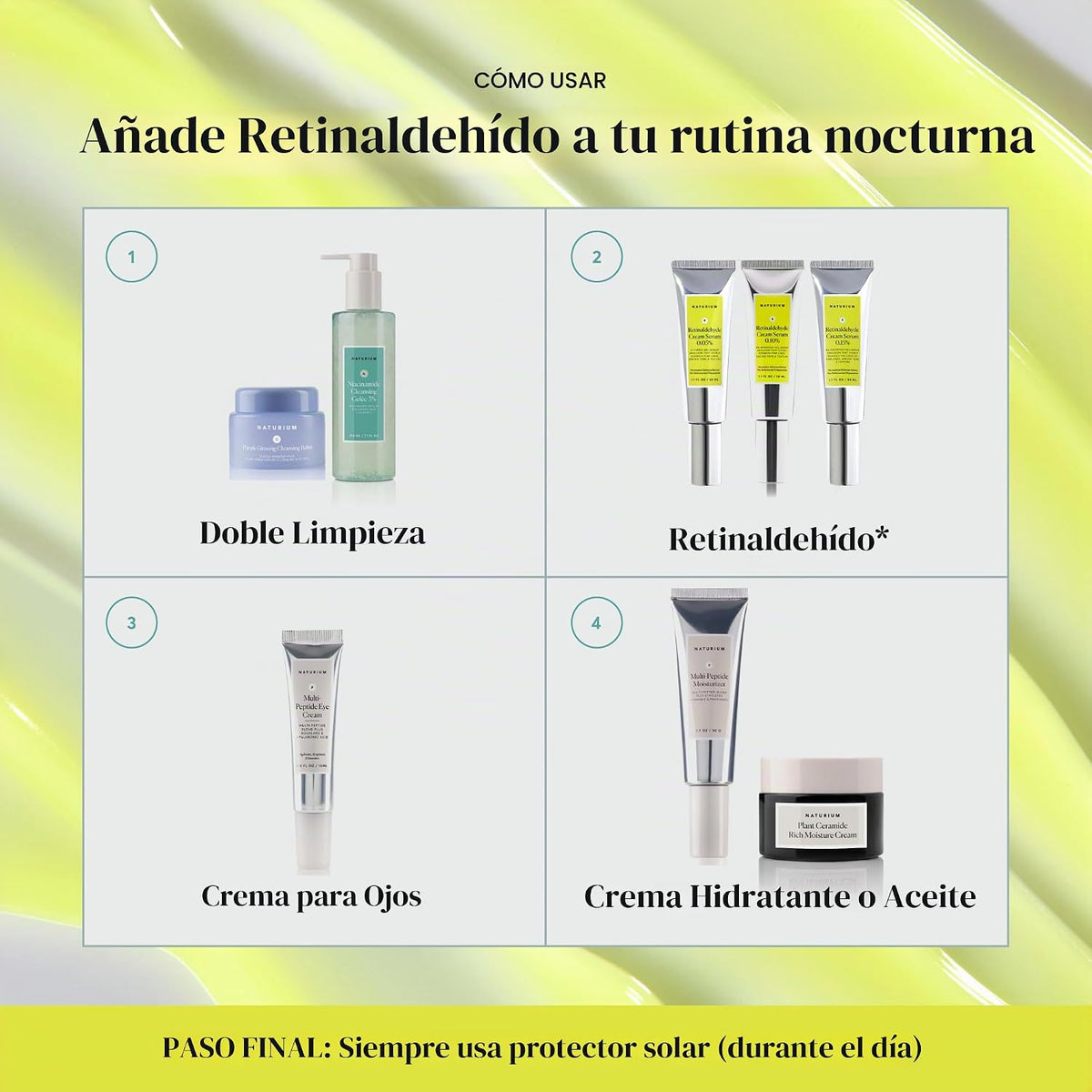 Naturium Suero en crema de retinaldehído 0.10%, cara, cuello y pech...