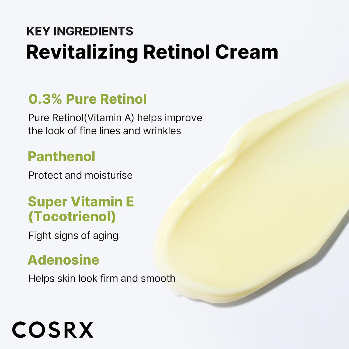 COSRX Retinol 0.3% Cream, Crema antienvejecimiento para ojos y cuel...