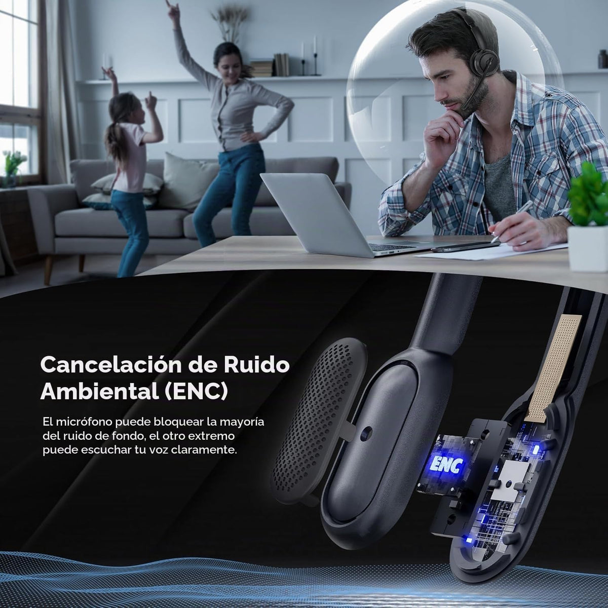 Actualice los auriculares inalámbricos ANC y ENC con micrófono para...