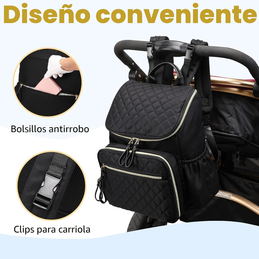 LORADI Mochila ligera para pañales, mediana | Clips para cochecito,...