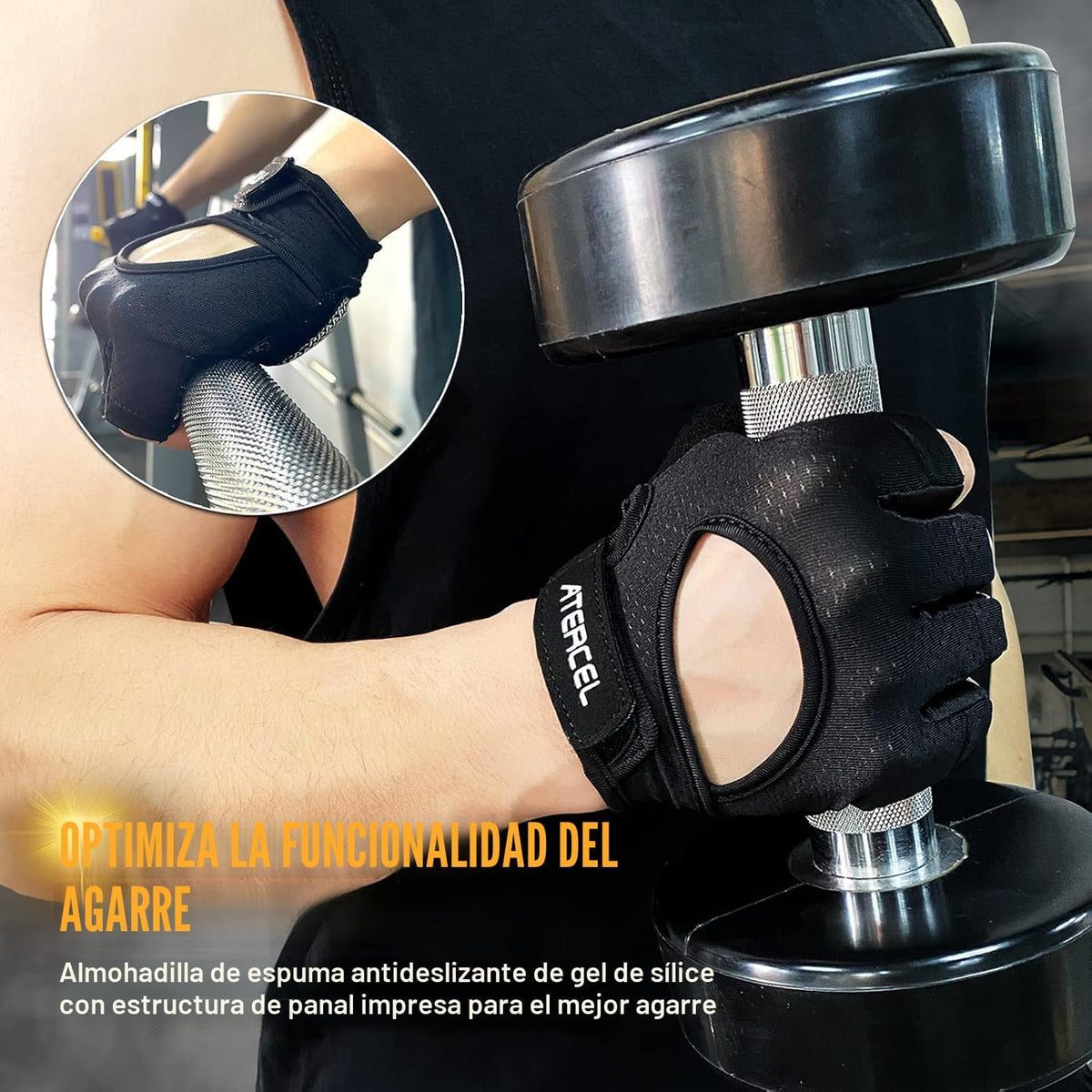 ATERCEL Guantes de levantamiento de pesas, protección completa de l...