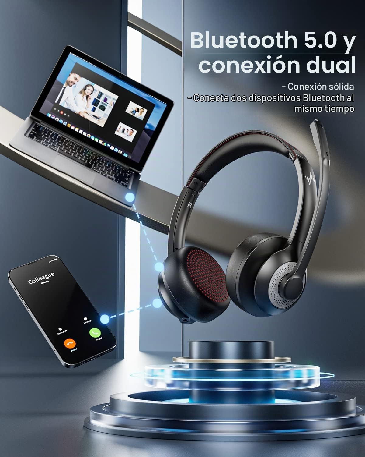 JIAMQISHI Auriculares inalámbricos con micrófono Bluetooth con canc...