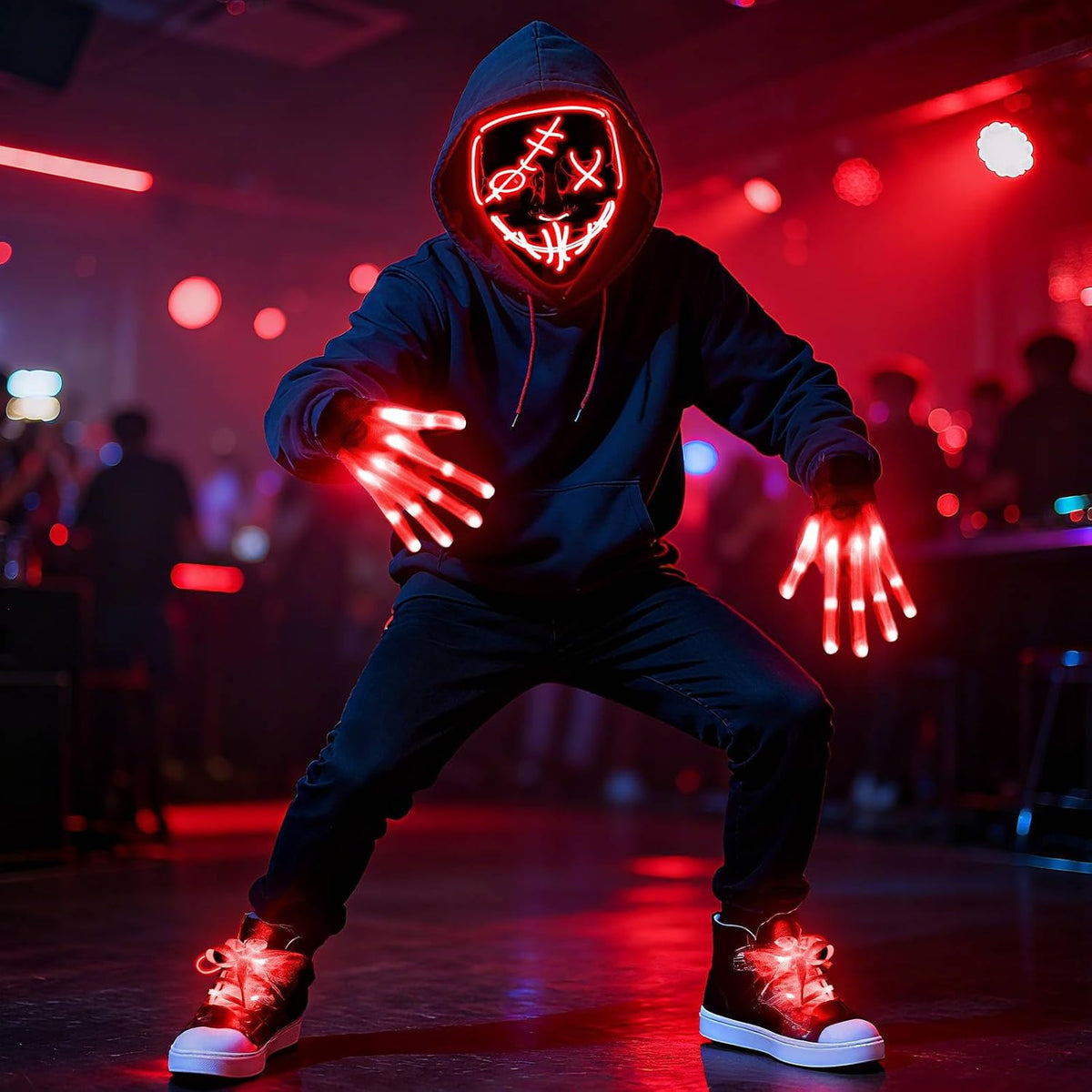 Conjunto de cordones para zapatos y guantes con máscara LED, kit de...