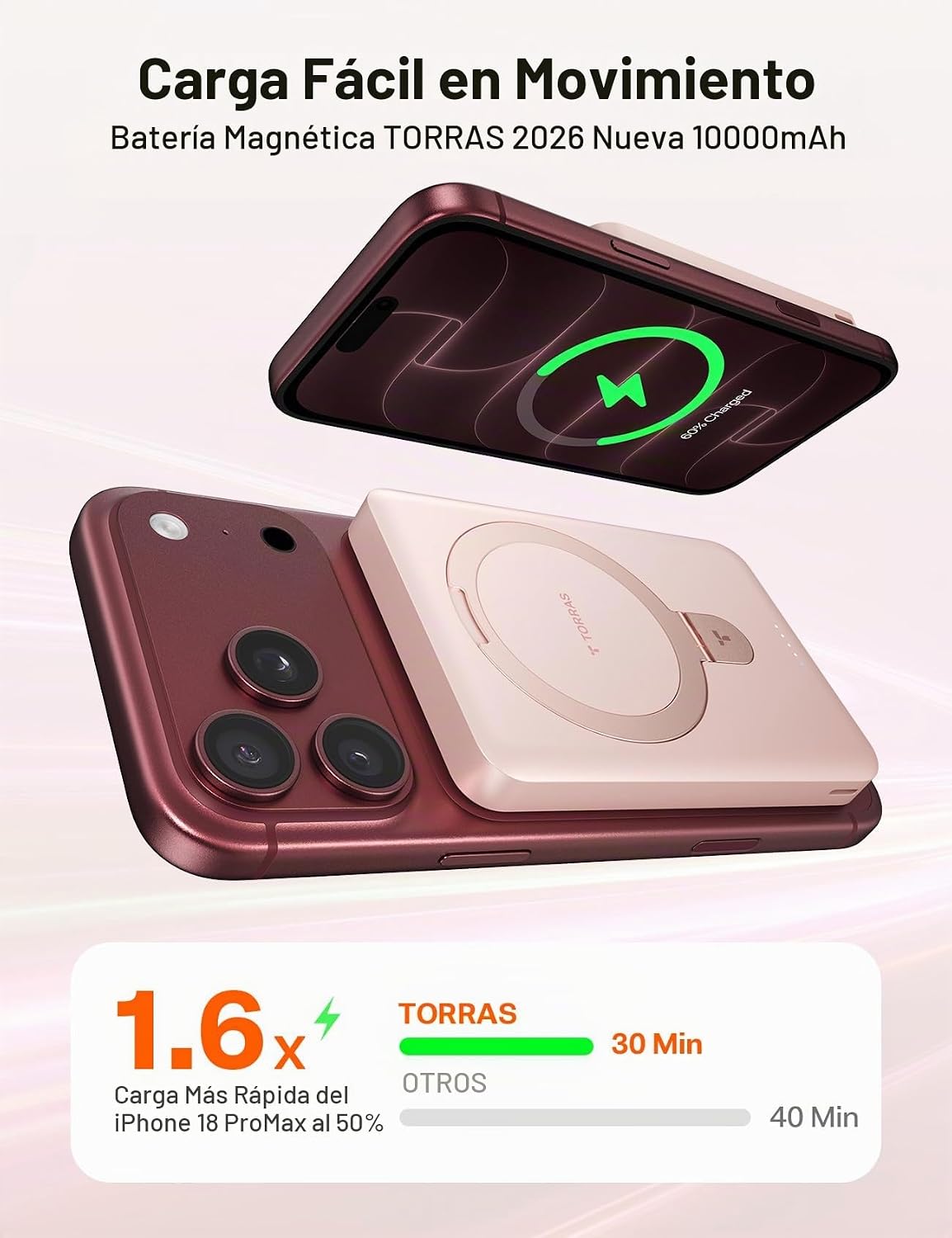 TORRAS EasyGo - Banco de energía cargador portátil magnético de 100...