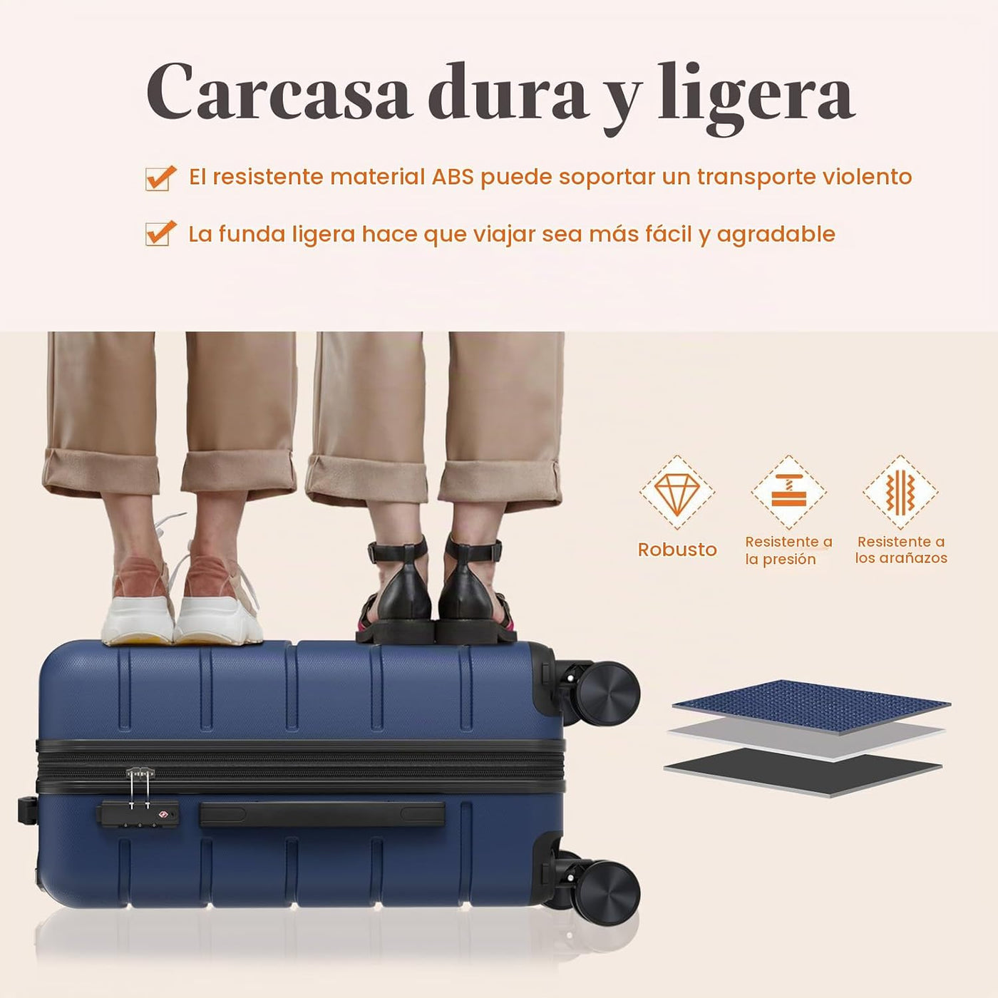 Sweetcrispy Maleta de mano, equipaje con ruedas giratorias, carcasa...