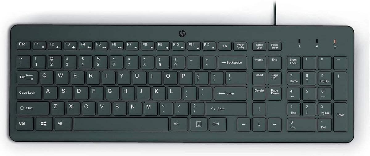 HP Teclado con cable 150 con teclado numérico, teclado Chiclet sile...