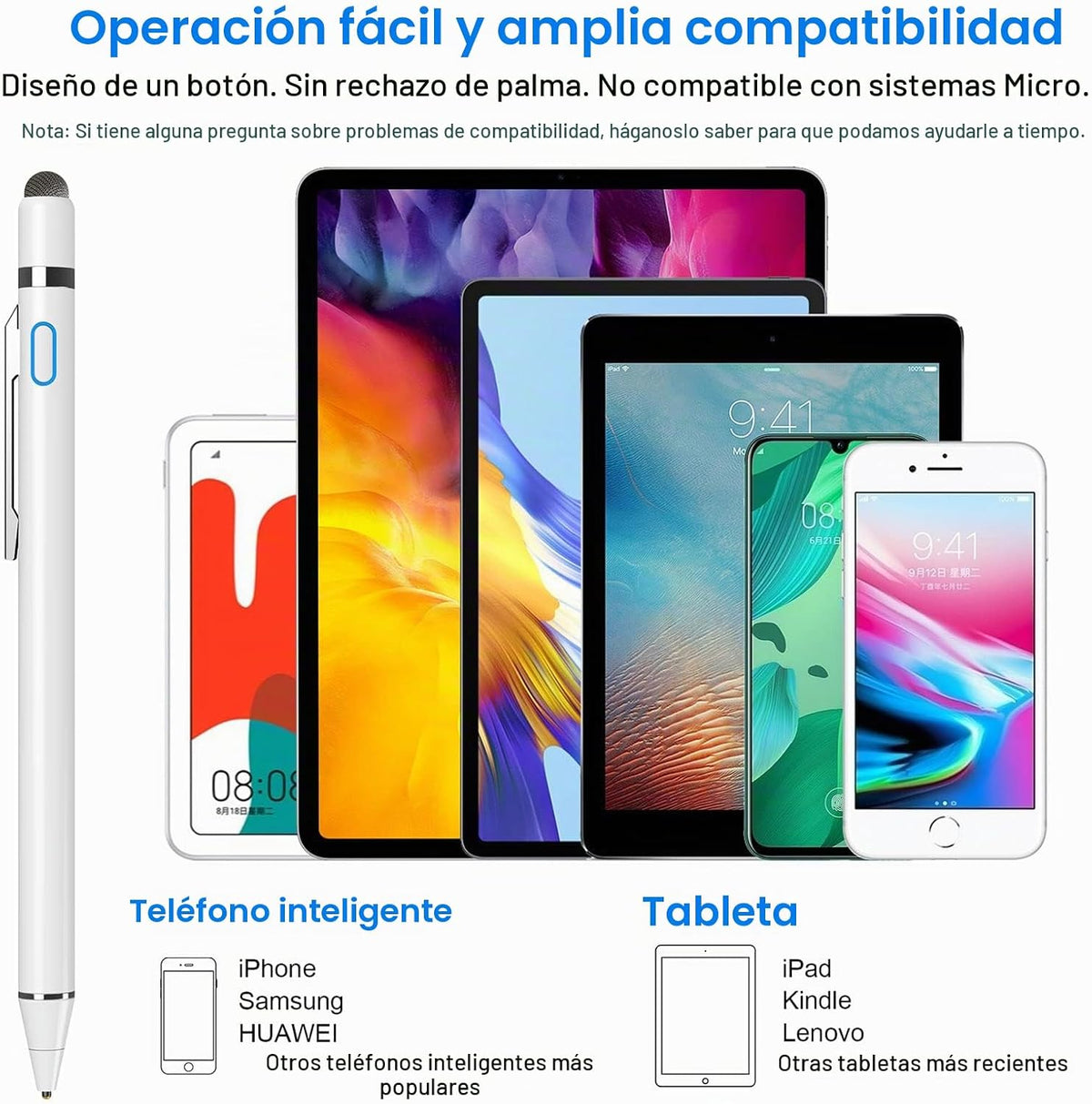NTHJOYS Lápiz digital recargable 2 en 1 de punta fina para iPhone\/...