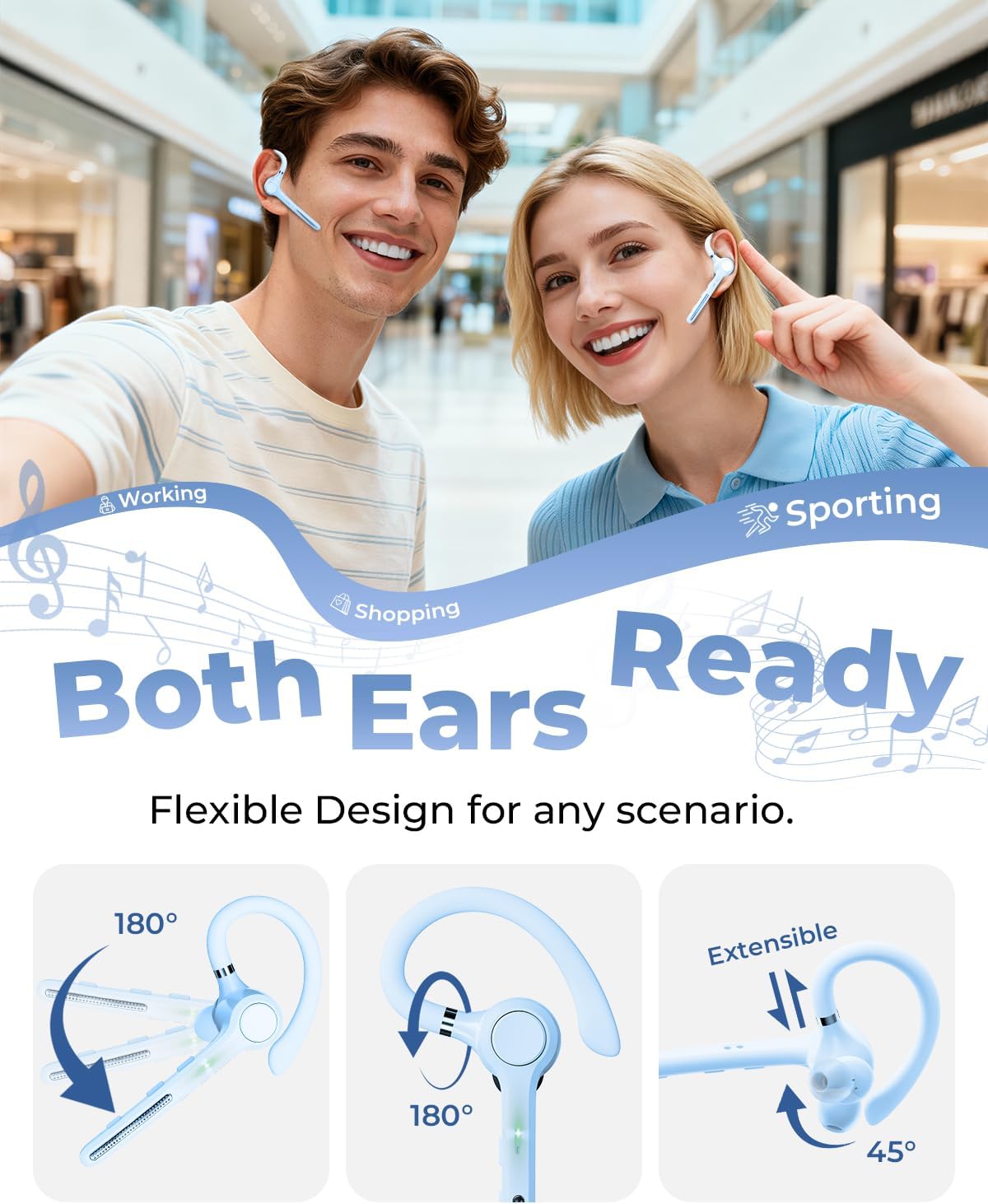 Ngsod Auricular Bluetooth V5.4, auricular inalámbrico USB Dongle co...