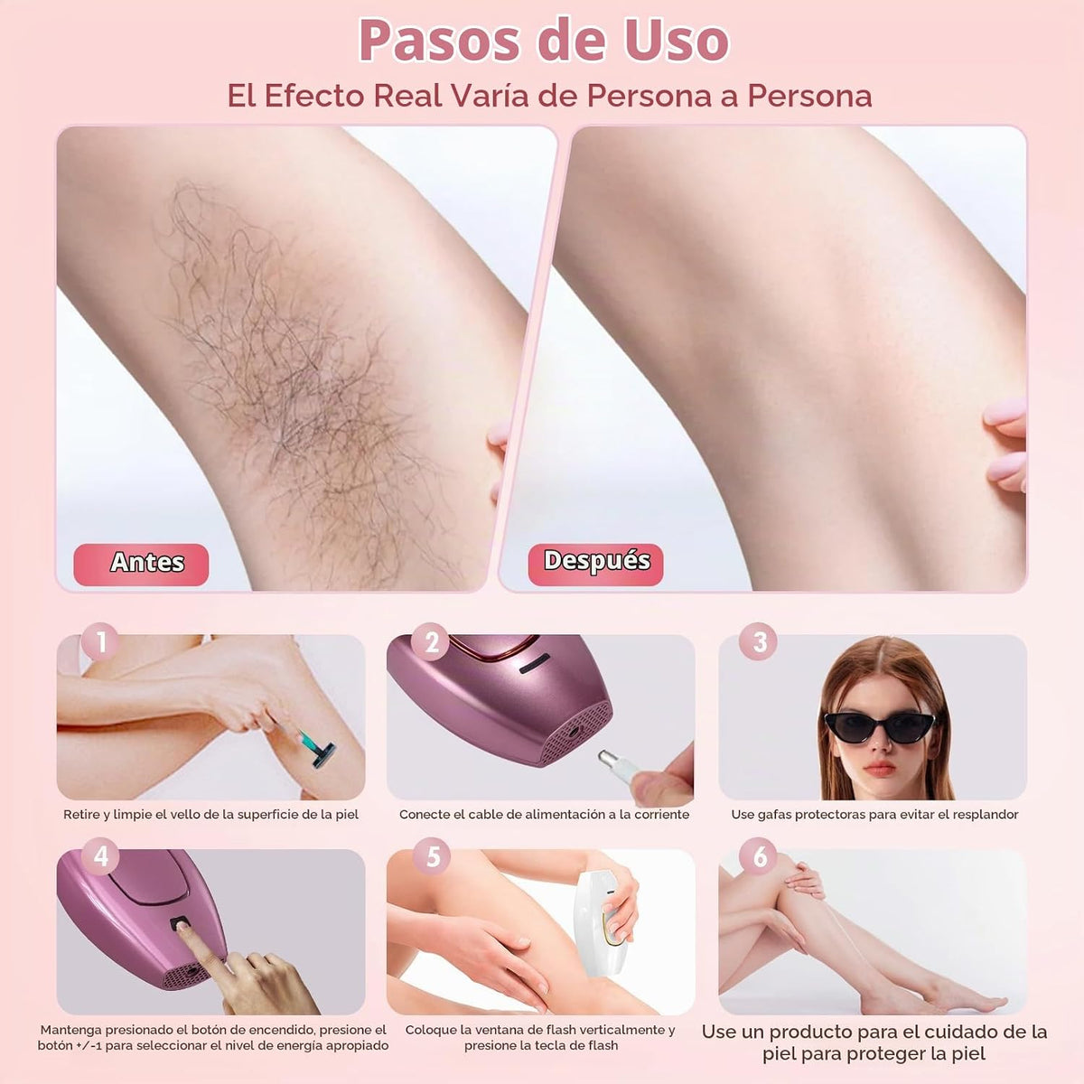 Playexen Depilación láser IPL, dispositivo de depilación láser para...