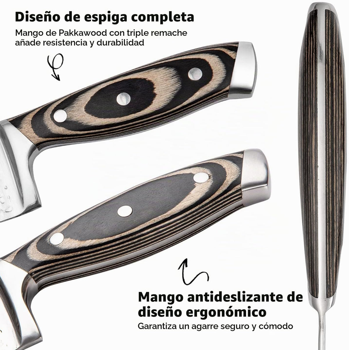 Juego de cuchillos de cocina, juego de cuchillos de 15 piezas con b...
