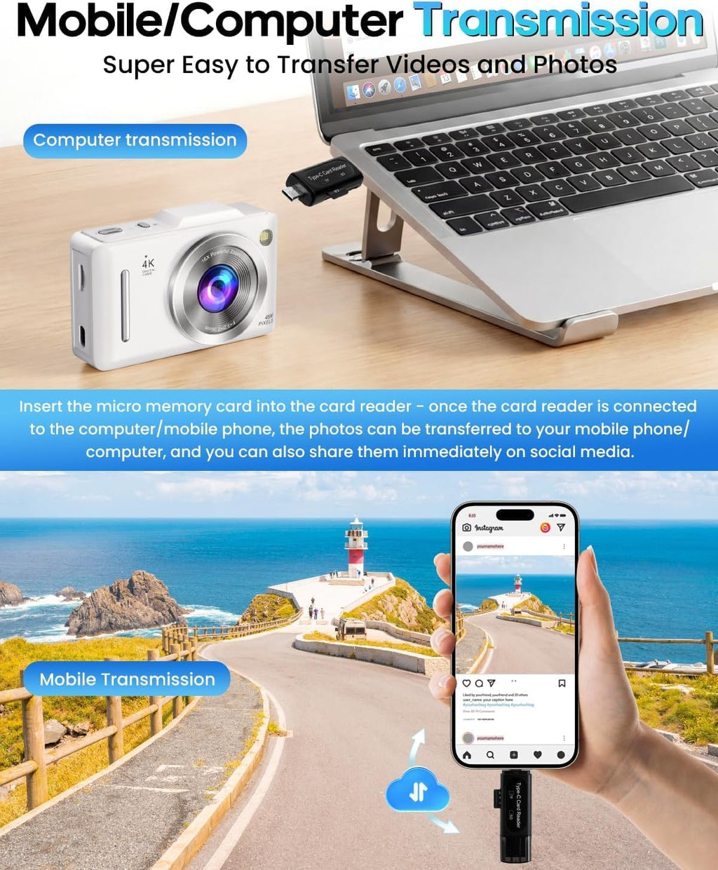Cámara digital 4K de enfoque automático para vlogging para fotograf...