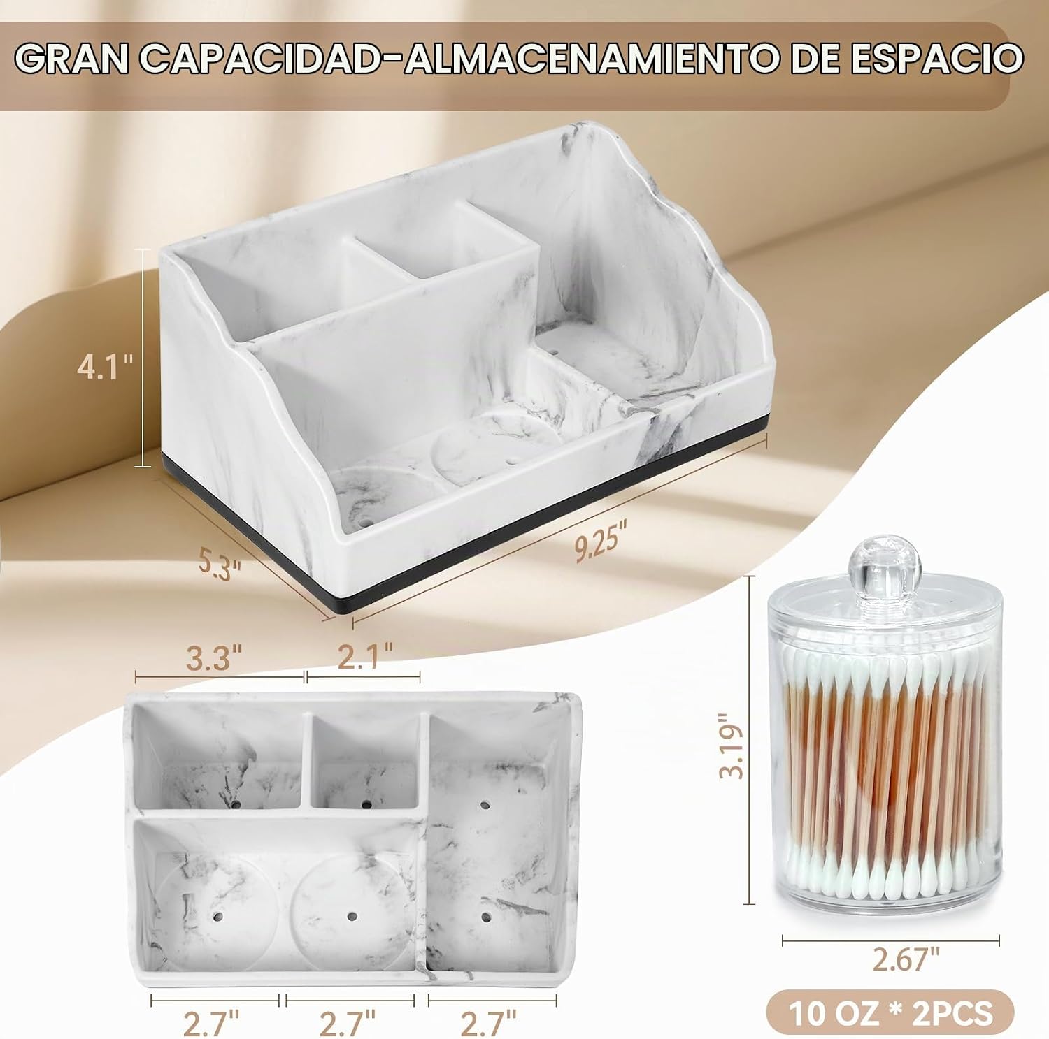 TuCao Organizador de Encimera de Baño de Mármol, Portacepillos de D...