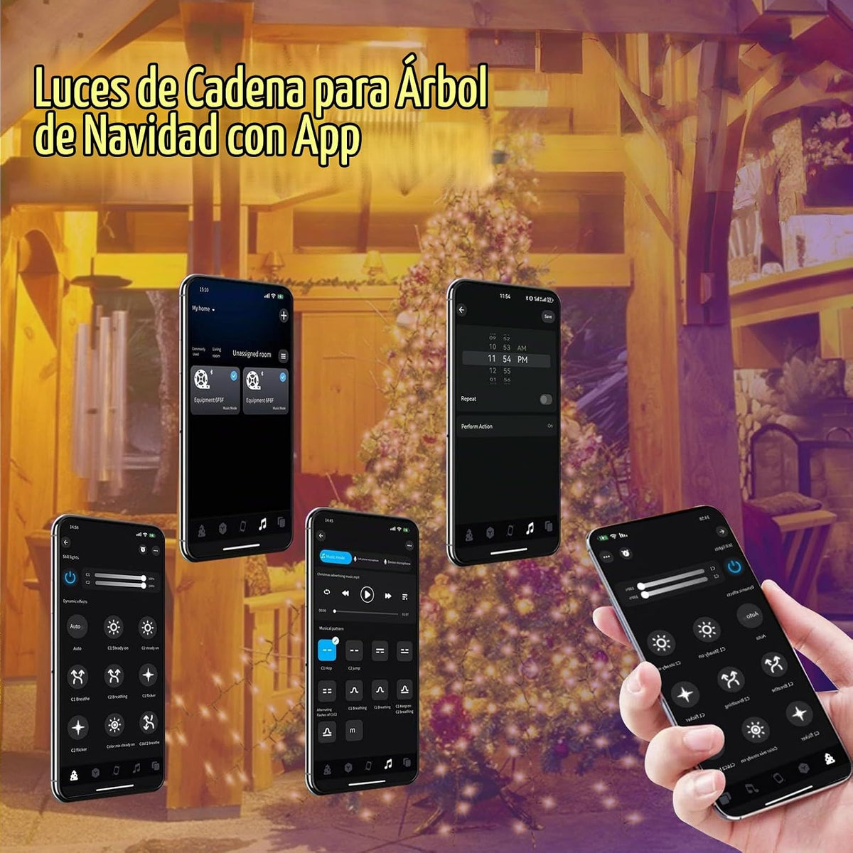 Janplay Luces inteligentes para árbol de Navidad, control por APP,...