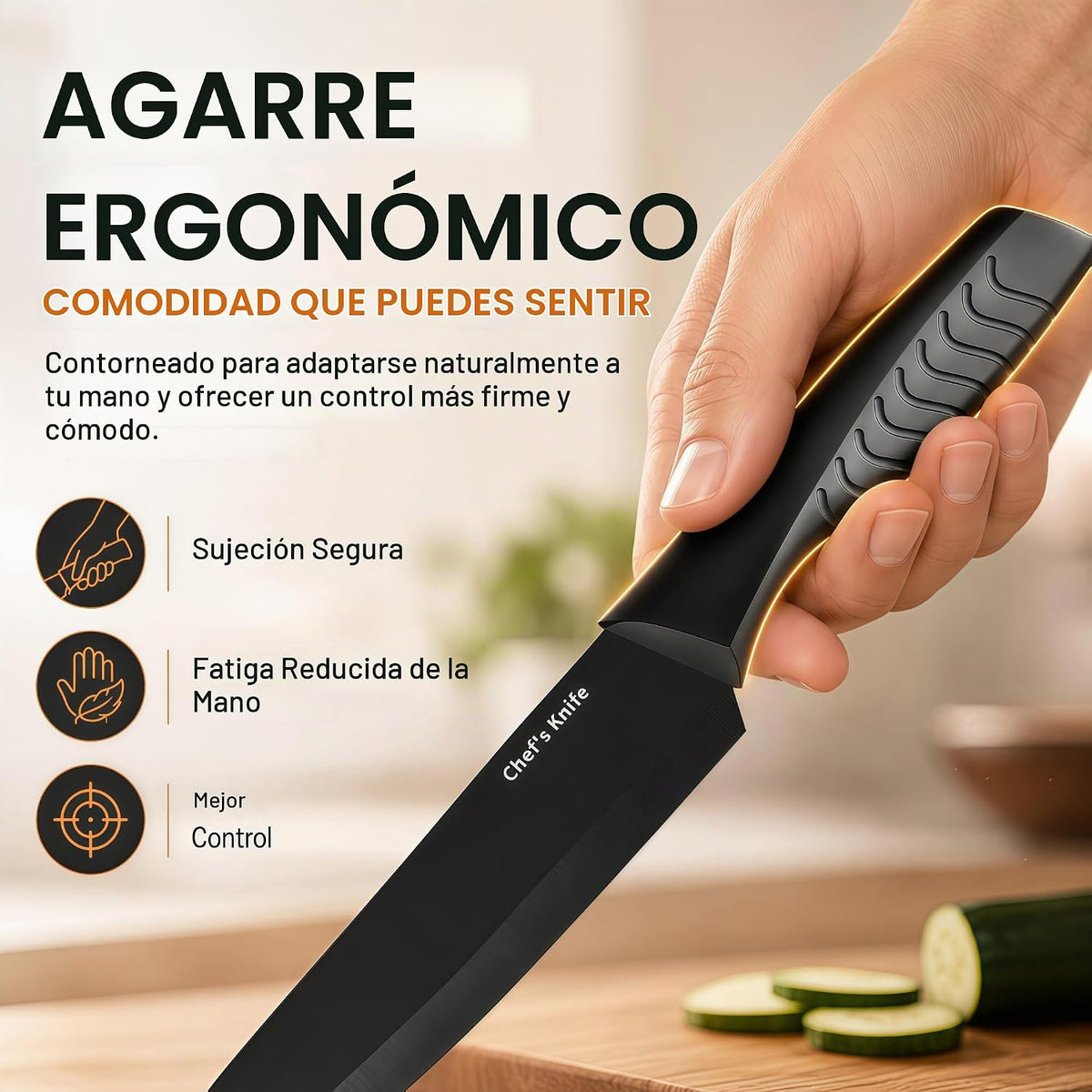 Juego de cuchillos con bloque afilador incorporado, apto para lavav...