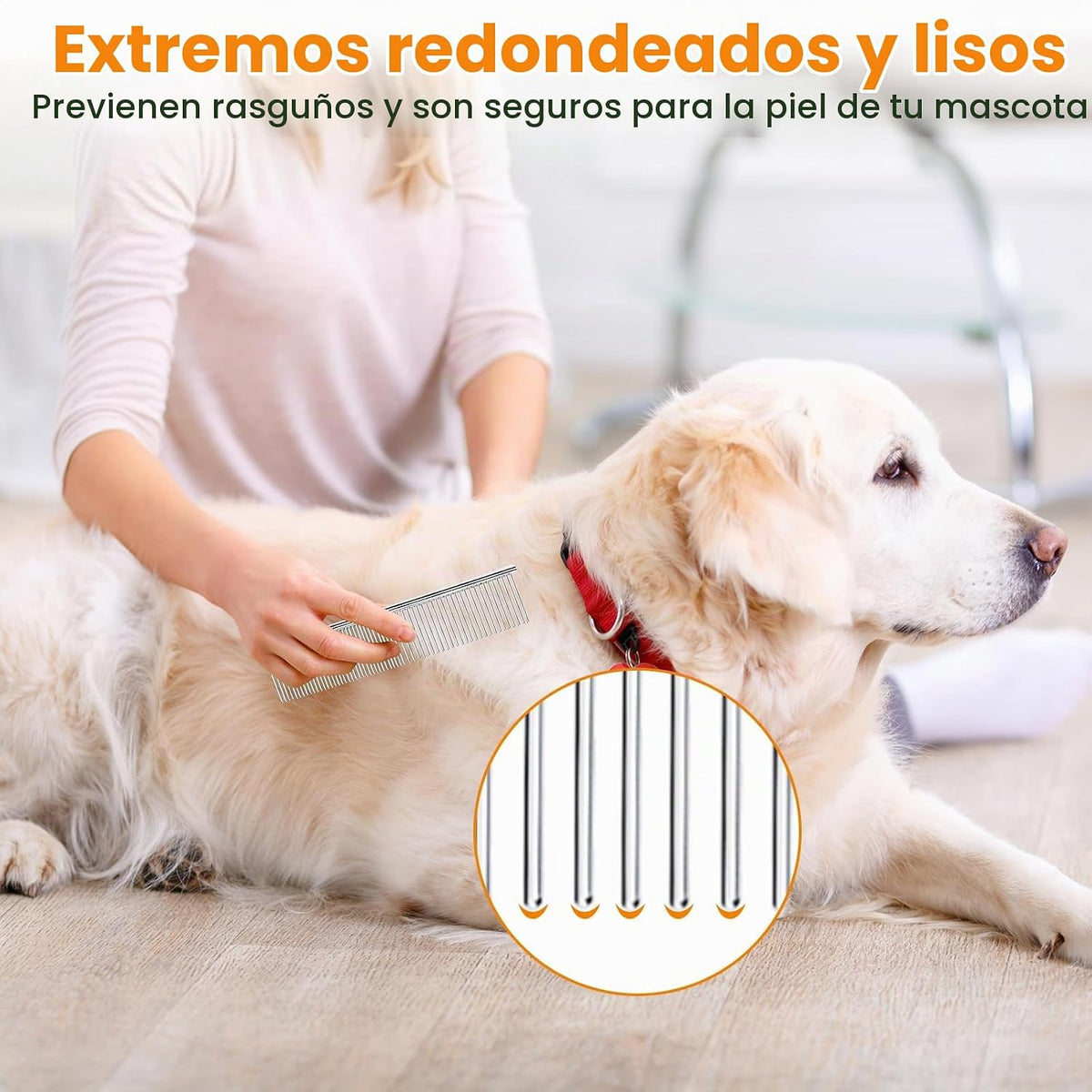 PETTOM 2 peines de acero inoxidable para perros, peine de dientes r...