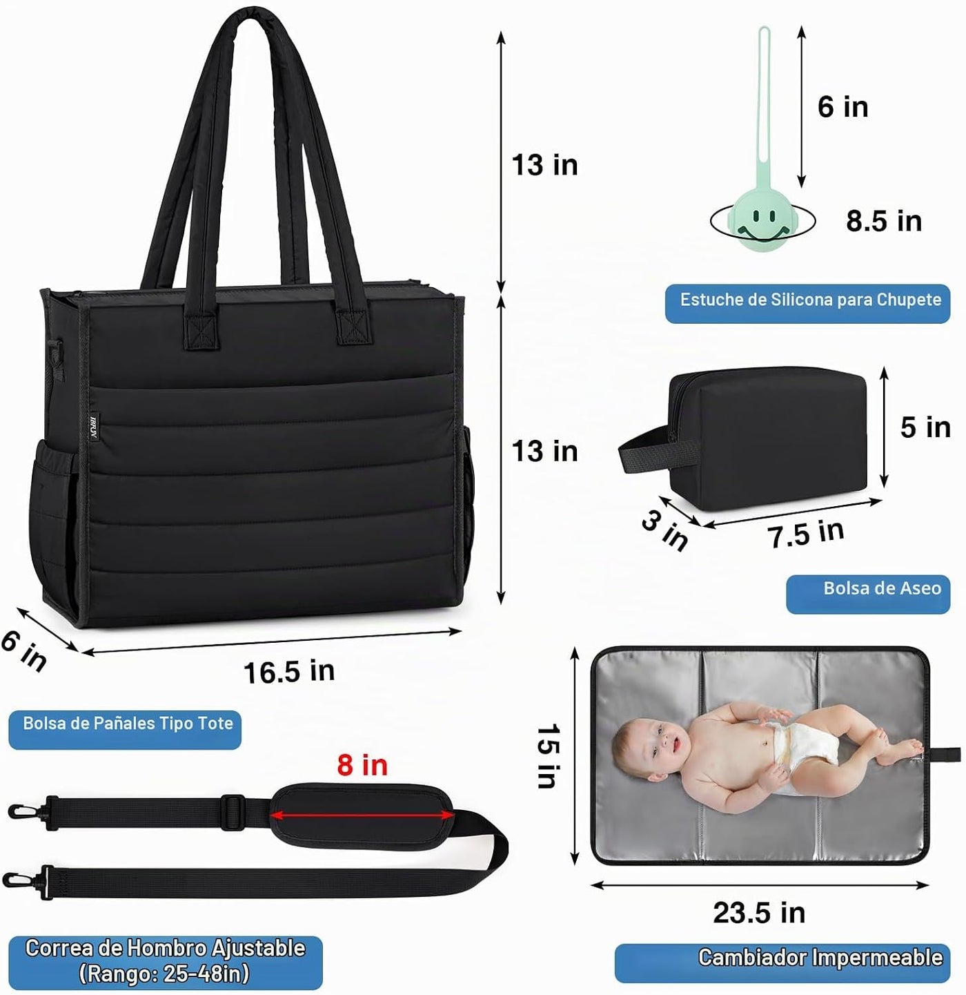 IBFUN Bolso de Pañales para Bebé - Bolso Grande para Bebé 4Pcs con...