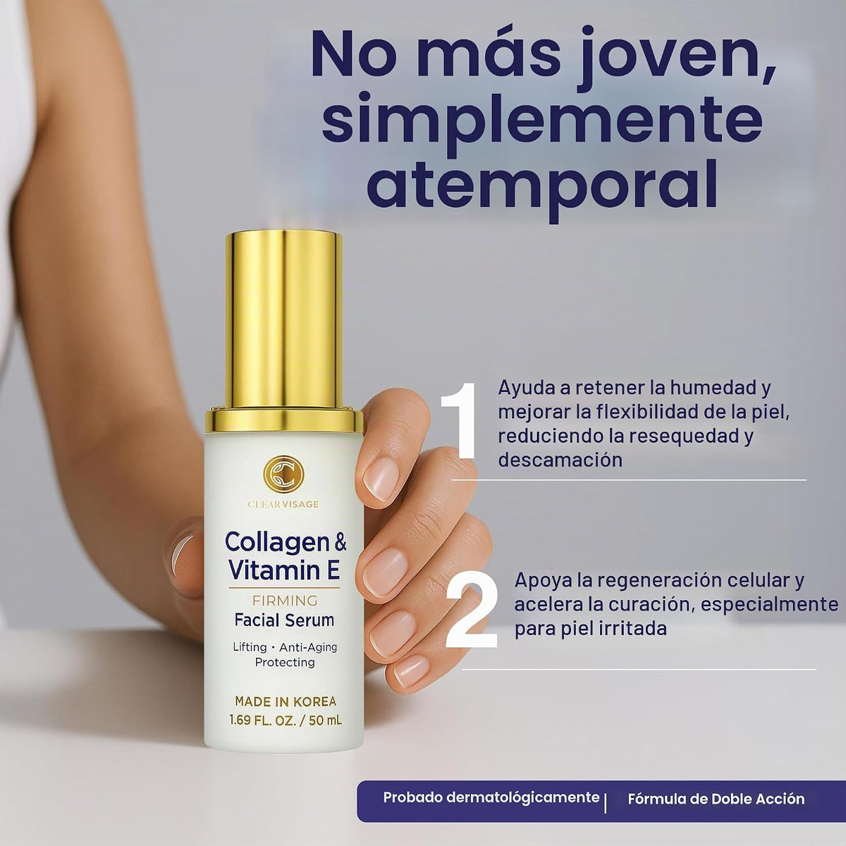 Clear Visage Suero facial de colágeno y vitamina E, probado por der...