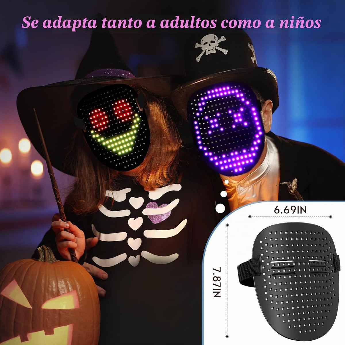 Máscara LED de disfraz de Halloween con detección de gestos, juguet...
